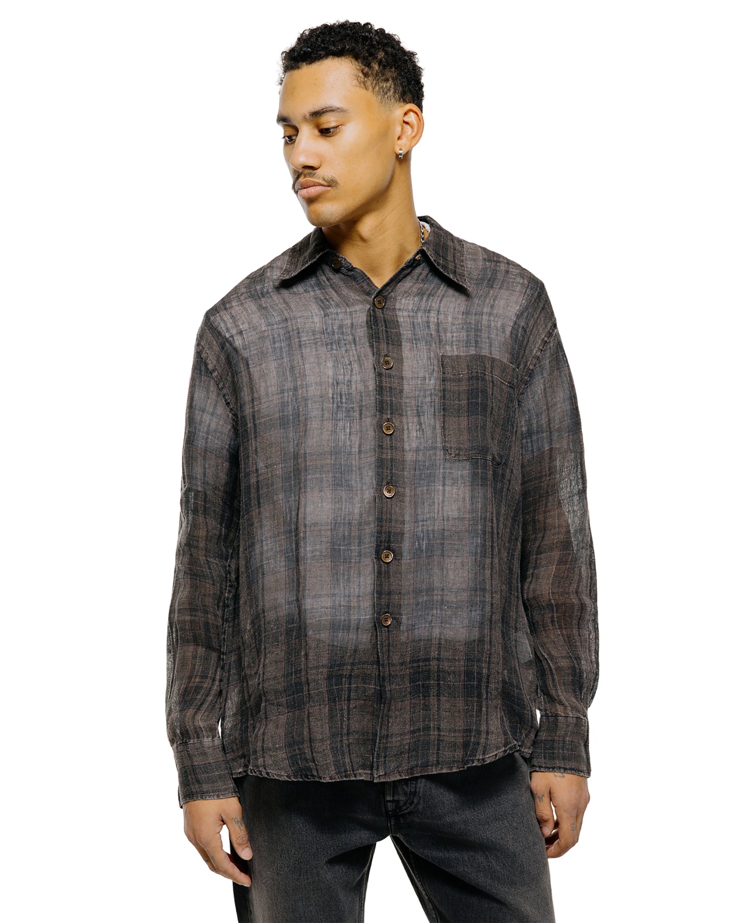 lost & found Our Legacy Our Legacy Above Shirt Penumbra Check Sheercoat Linen