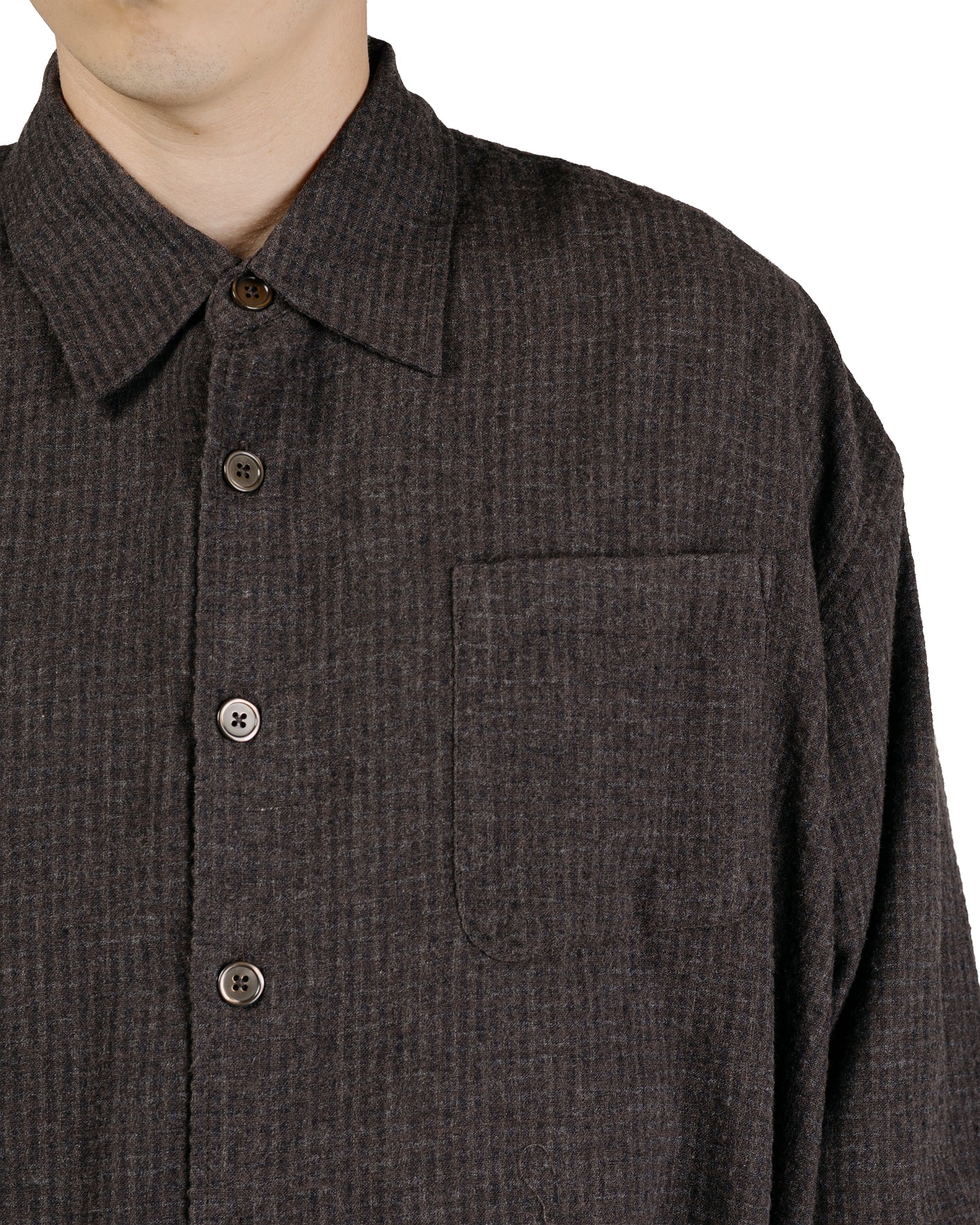 Our Legacy Borrowed Shirt Truffle Check Grid Cloth