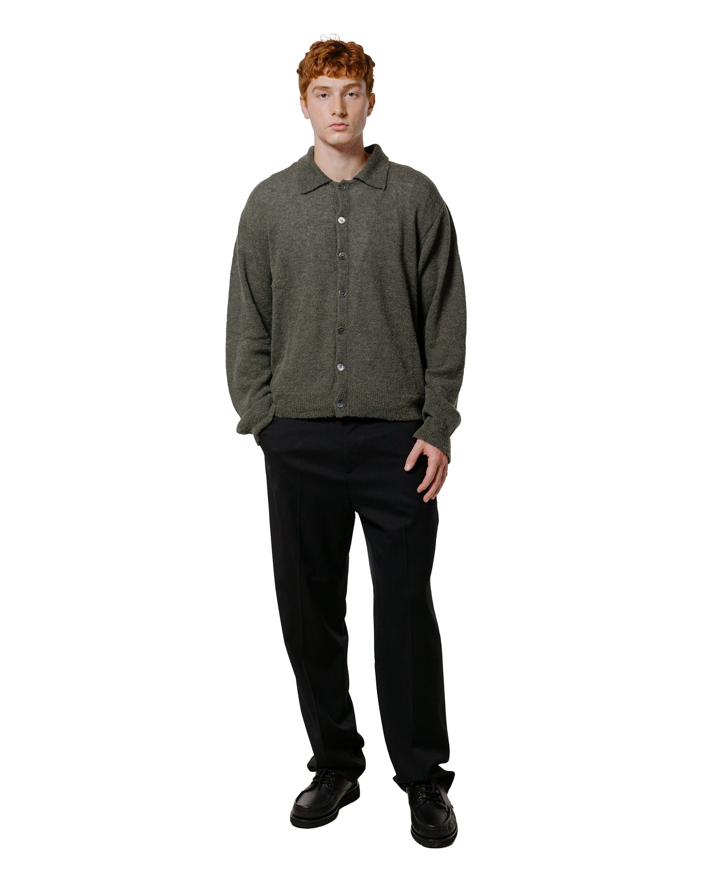lost & found Our Legacy Our Legacy Evening Polo Moss Green Fuzzy Alpaca