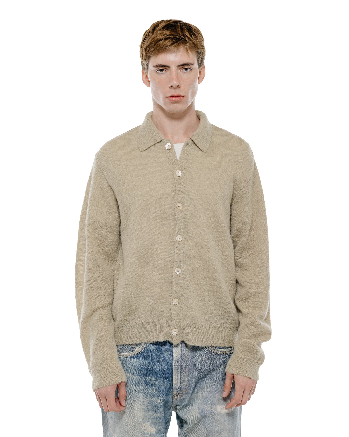 Our Legacy Evening Polo Soft Sage Fuzzy Alpaca