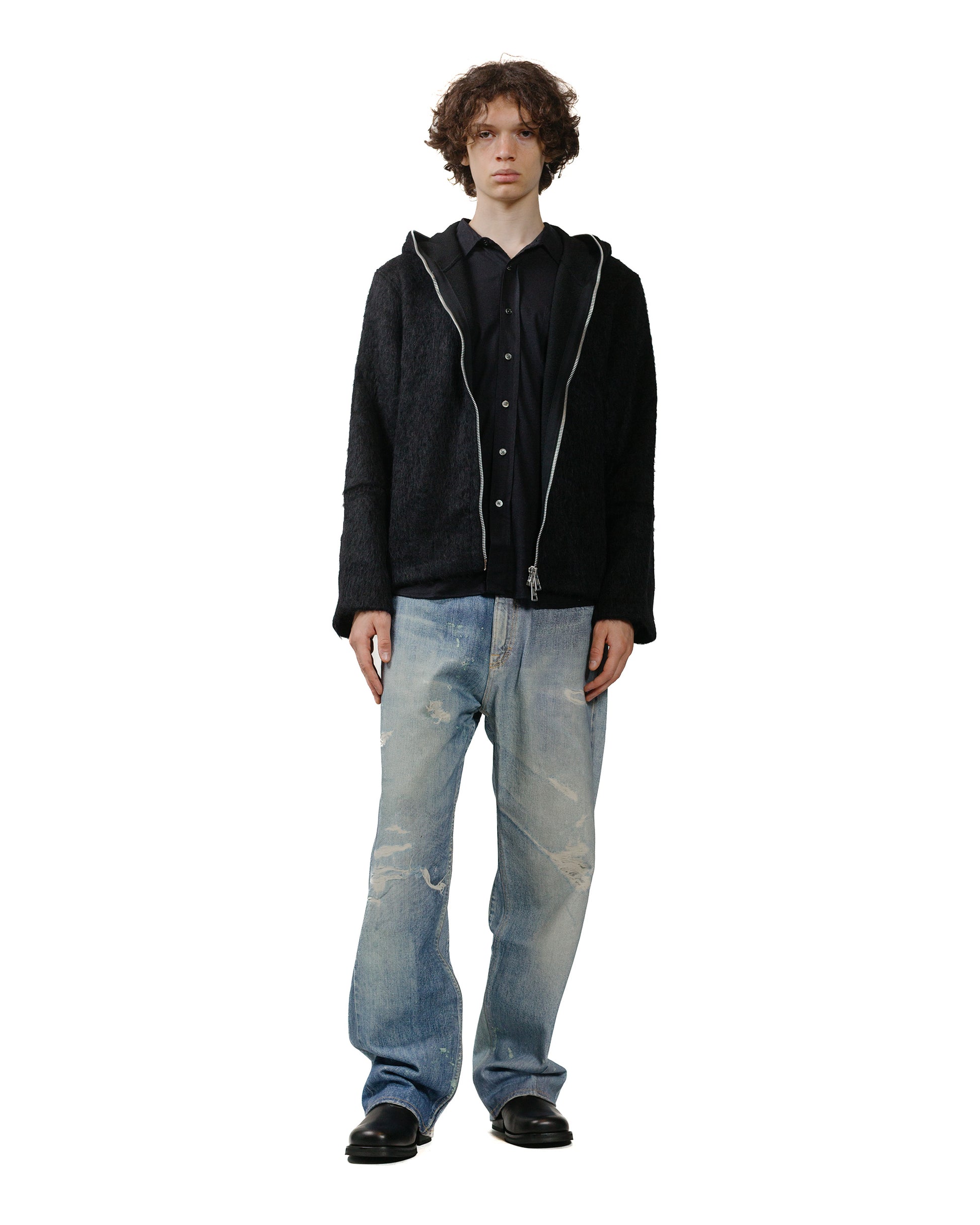 lost & found Our Legacy Our Legacy Full Zip Hood Black Hairy Wool