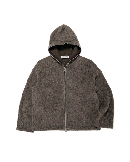 Our Legacy Full Zip Hood Mole Grey Hairy Wool
