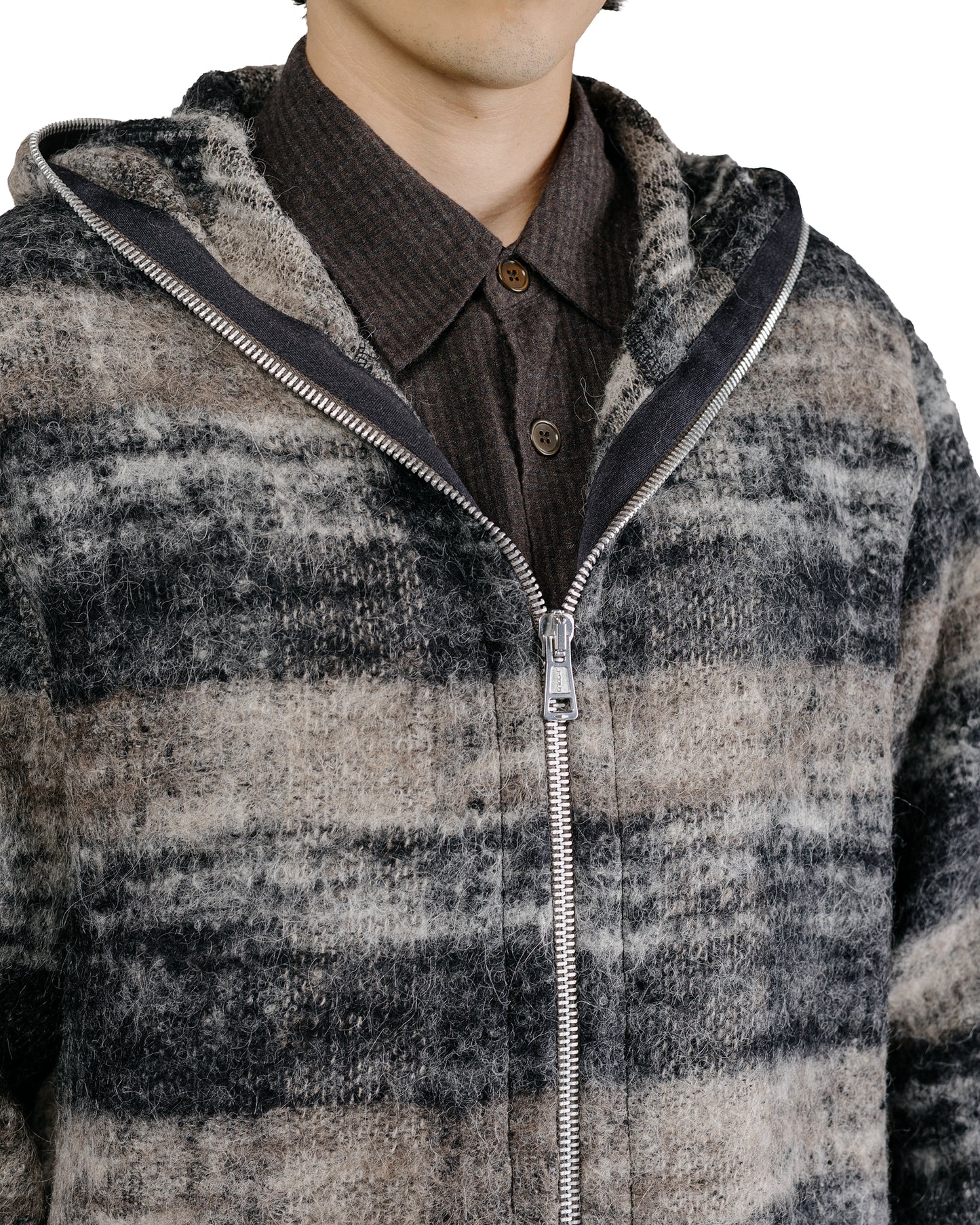 Our Legacy Full Zip Hood Night Woods Check Lofty Wool