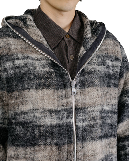Our Legacy Full Zip Hood Night Woods Check Lofty Wool