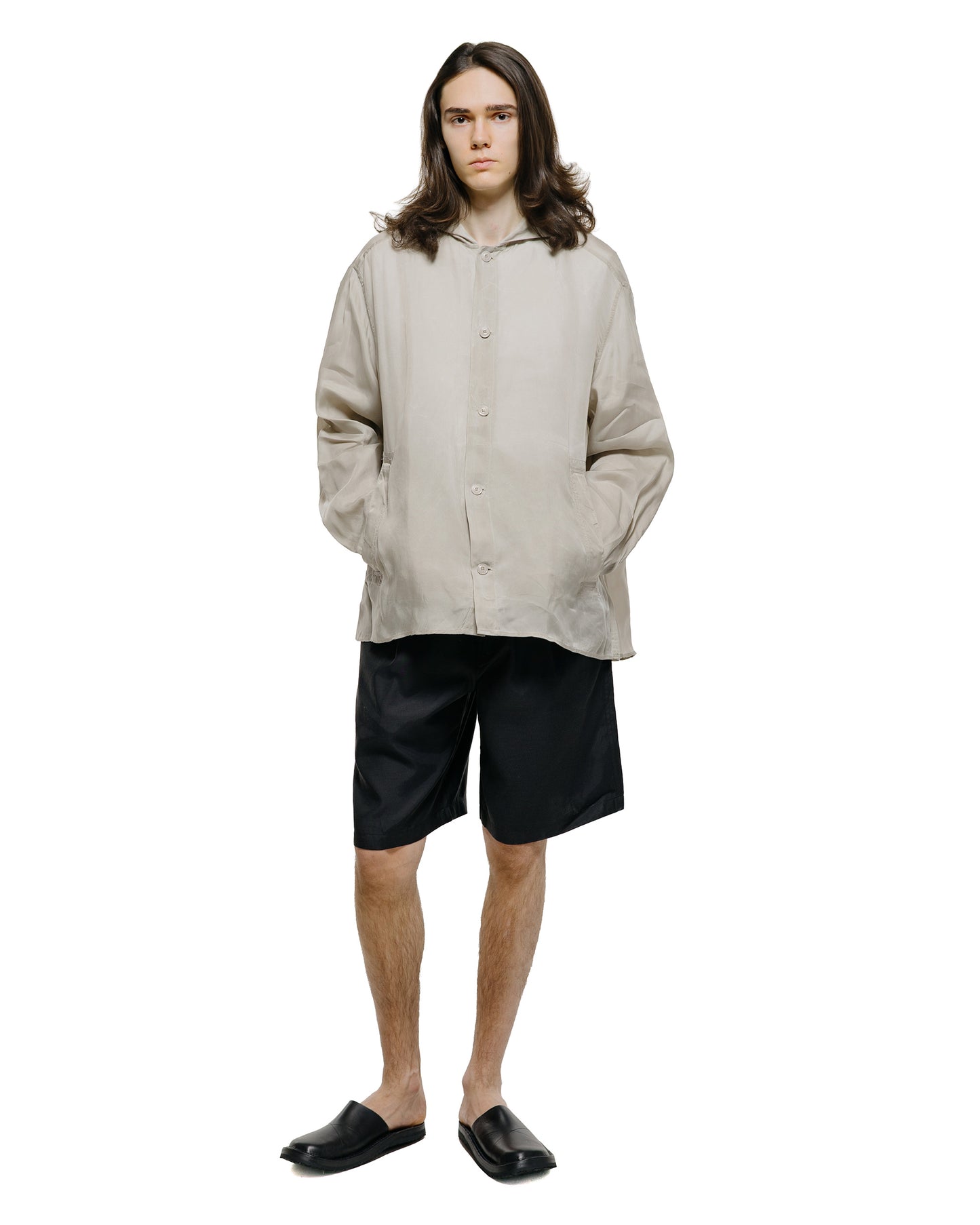lost & found Our Legacy Our Legacy Rover Shirt Ghost Grey Wax Dipped Cupro