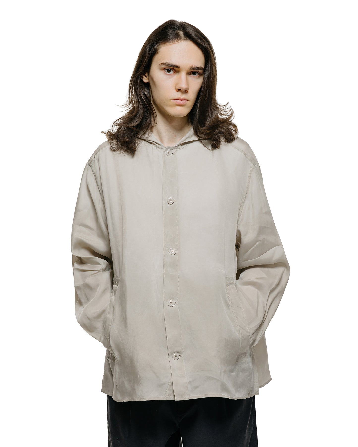 lost & found Our Legacy Our Legacy Rover Shirt Ghost Grey Wax Dipped Cupro