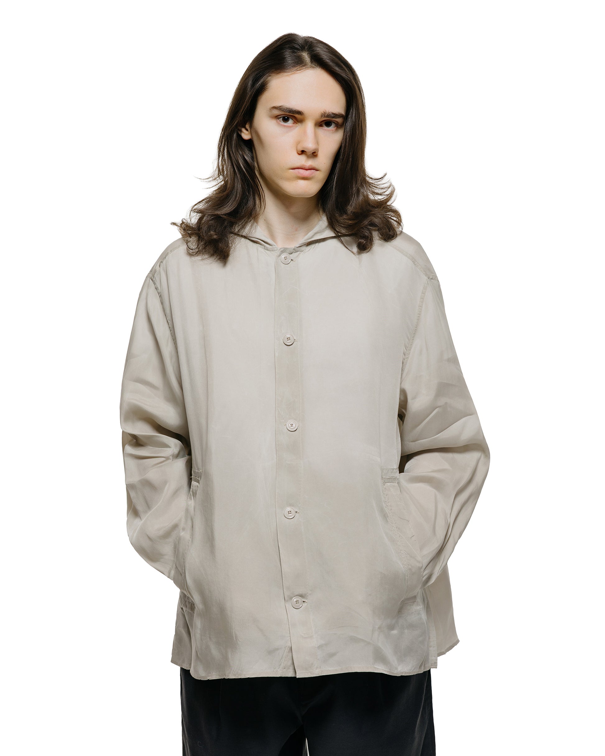 lost & found Our Legacy Our Legacy Rover Shirt Ghost Grey Wax Dipped Cupro
