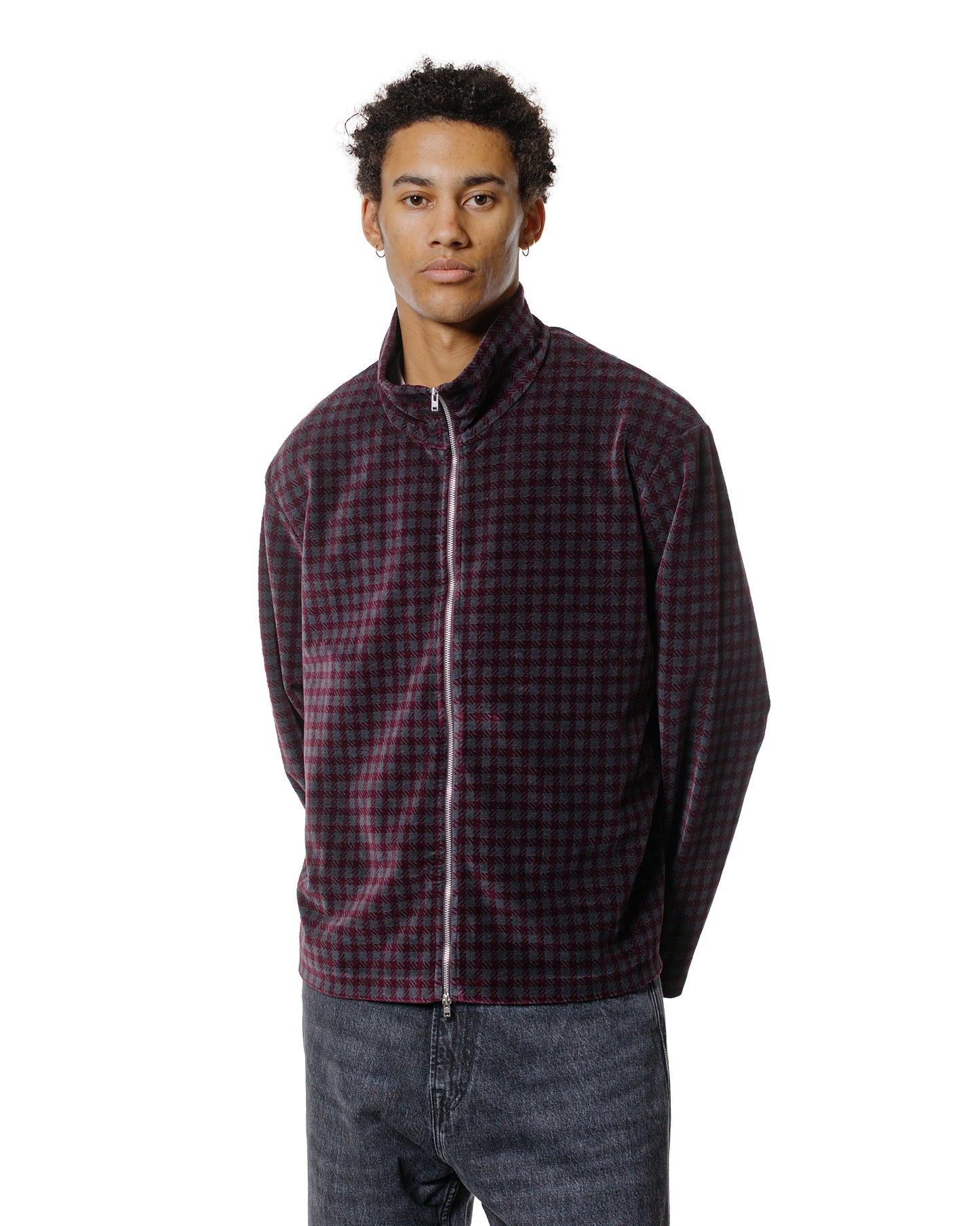 lost & found Our Legacy Our Legacy Shrunken Full Zip Merlot Houndini Check Velour