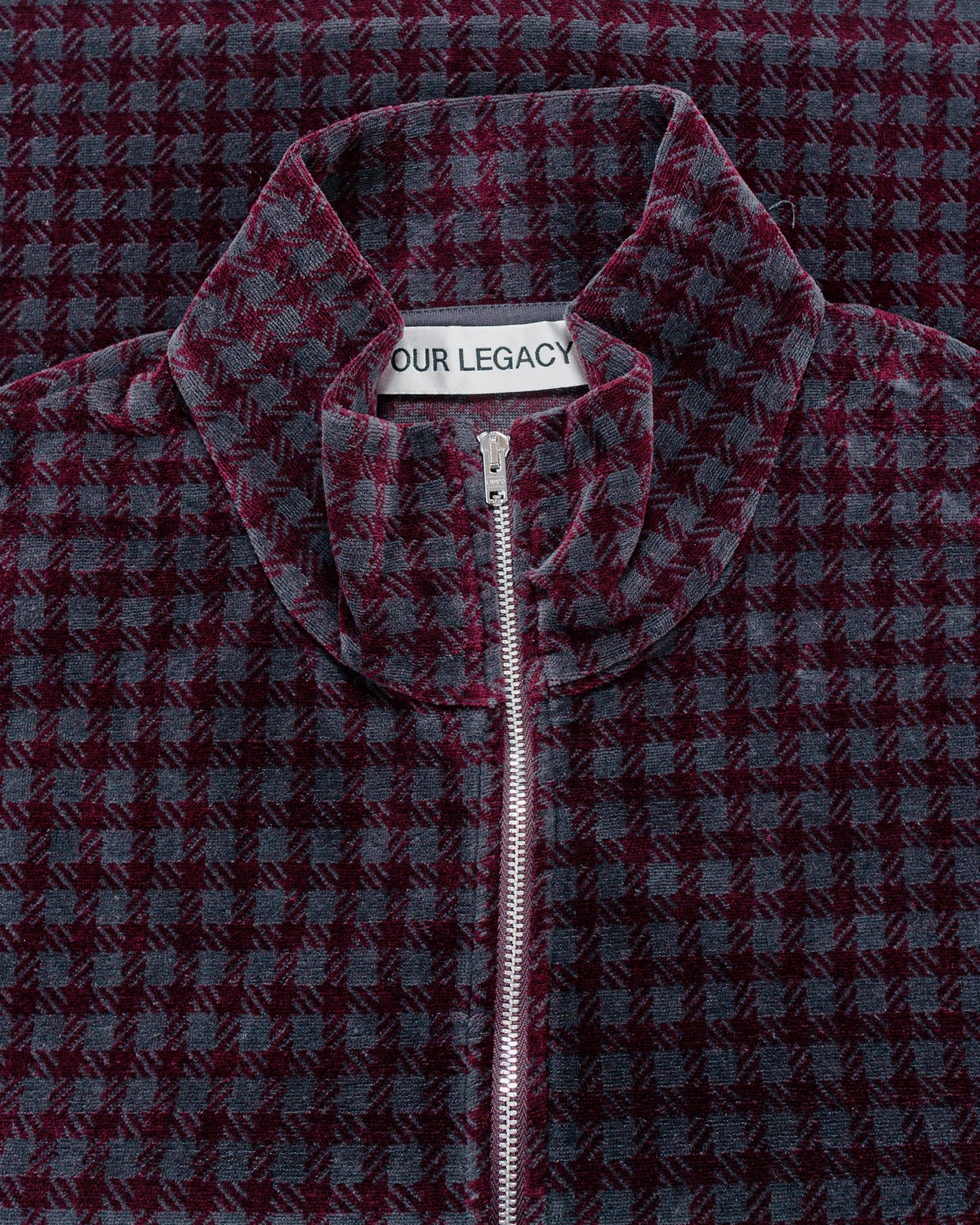 lost & found Our Legacy Our Legacy Shrunken Full Zip Merlot Houndini Check Velour