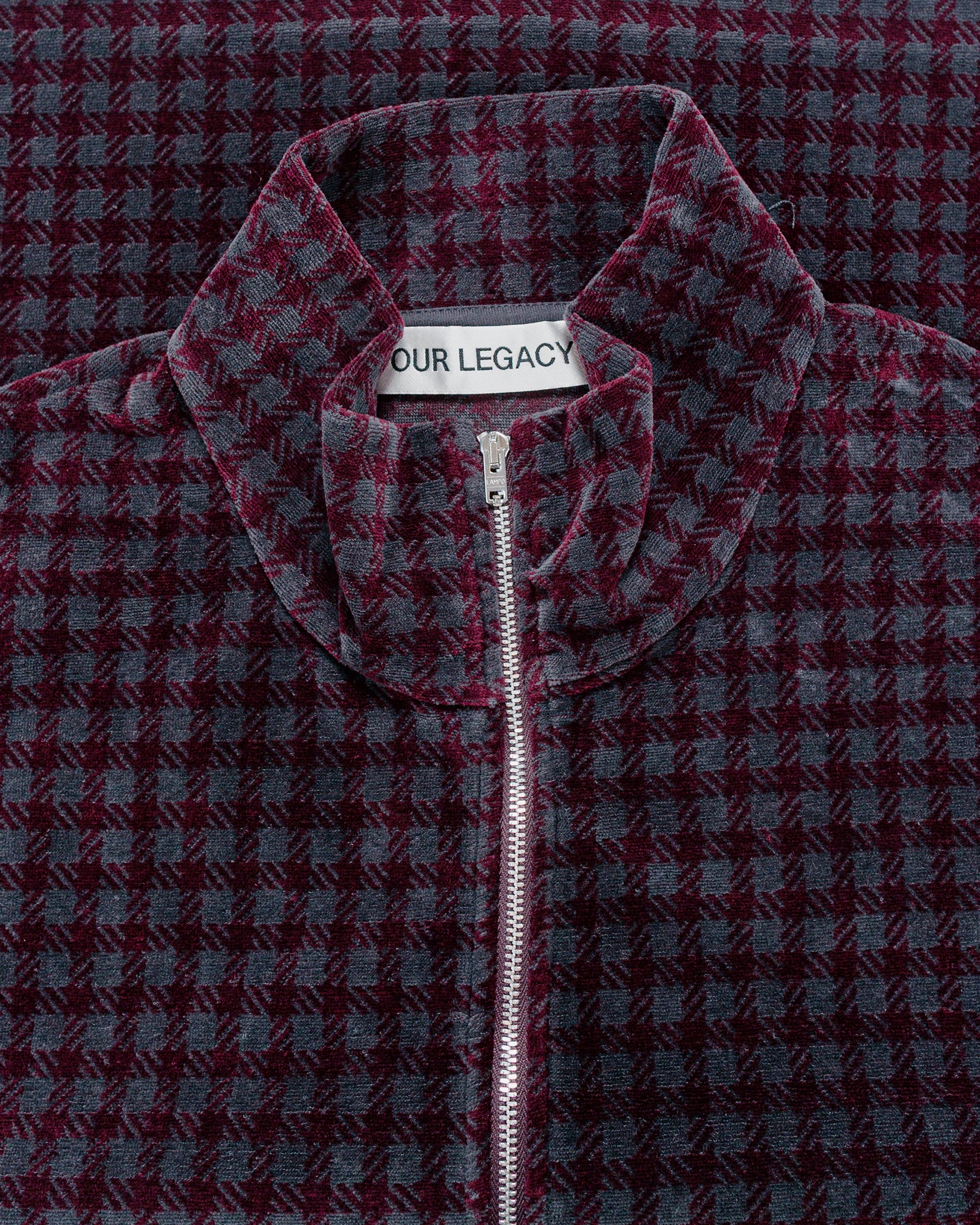 lost & found Our Legacy Our Legacy Shrunken Full Zip Merlot Houndini Check Velour