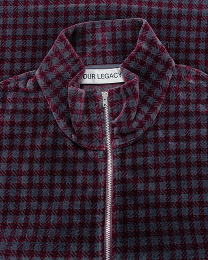 lost & found Our Legacy Our Legacy Shrunken Full Zip Merlot Houndini Check Velour