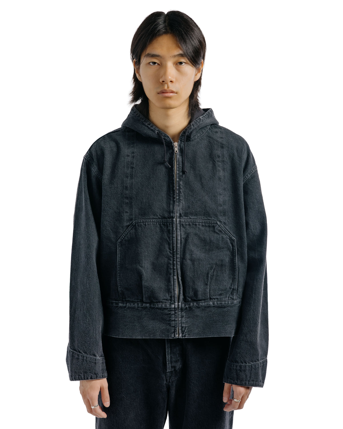 lost & found Phigvel Phigvel Lady White Co. Hooded Denim Blouson Faded Black Hand Fade