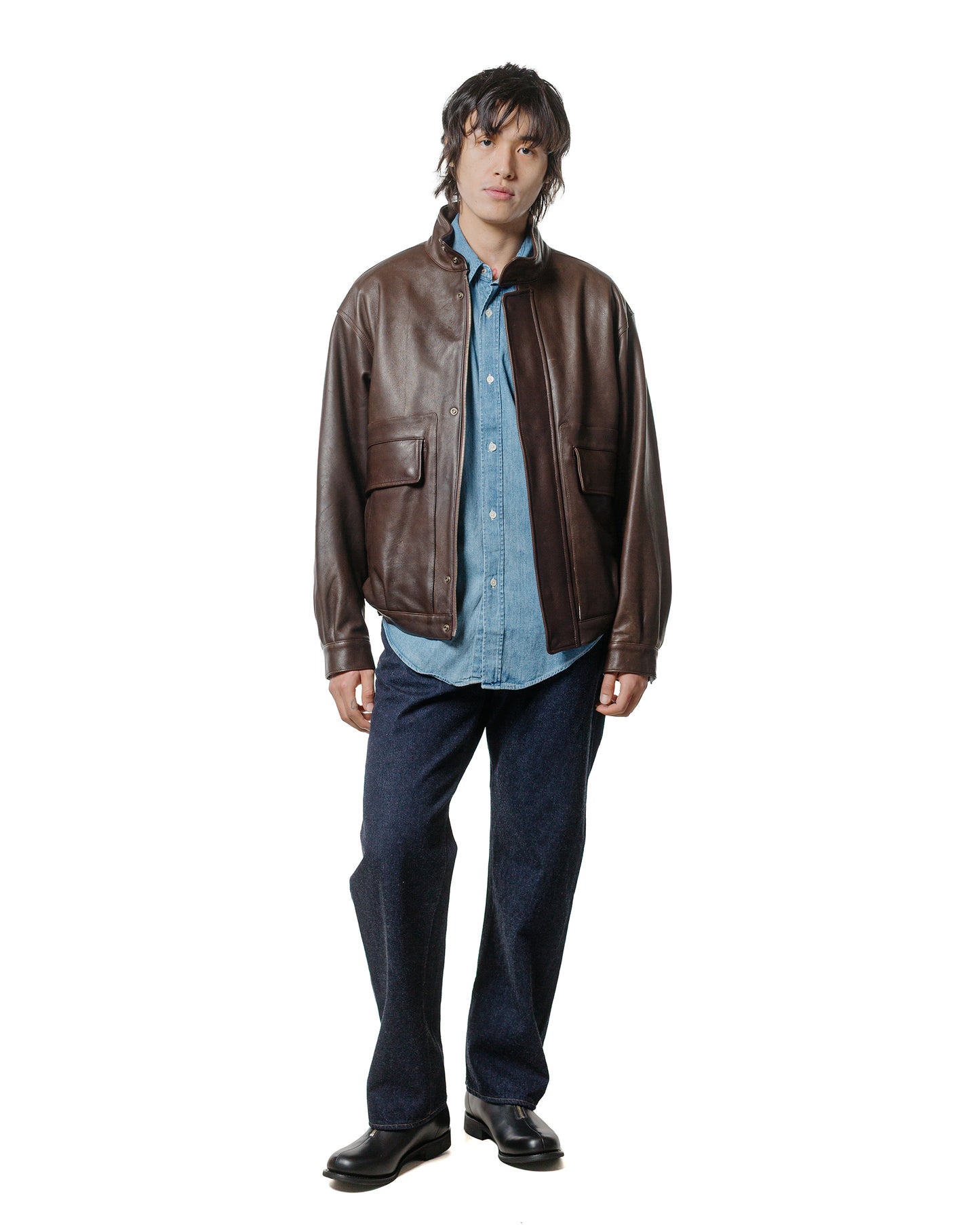 lost & found Phigvel Phigvel Sheepleather Sporting Blouson Dark Brown