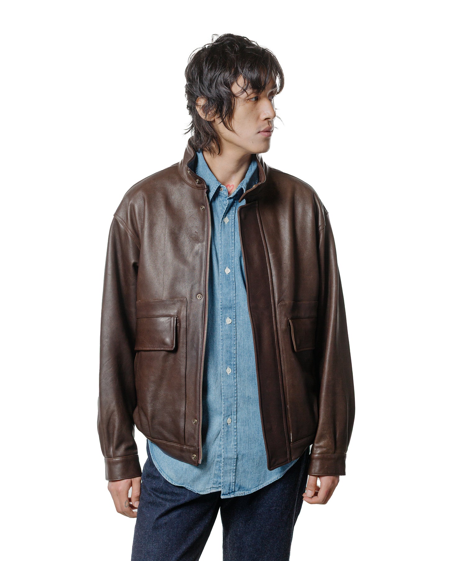 lost & found Phigvel Phigvel Sheepleather Sporting Blouson Dark Brown