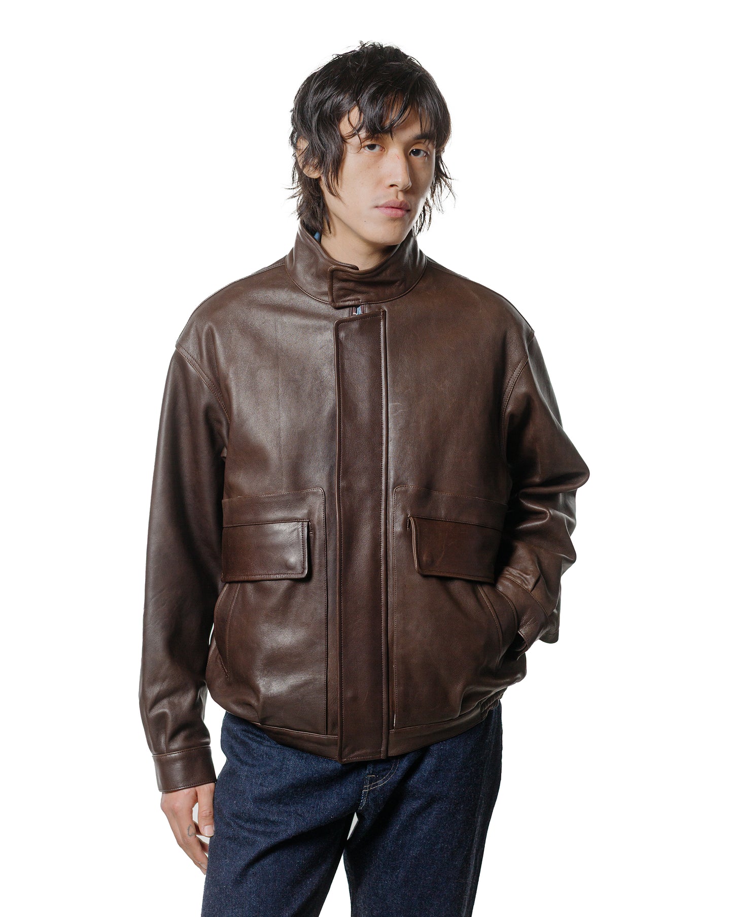 lost & found Phigvel Phigvel Sheepleather Sporting Blouson Dark Brown