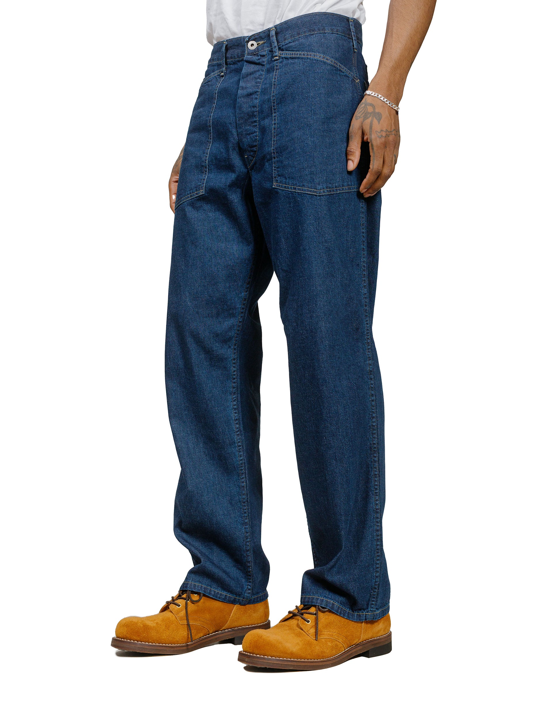 lost & found Post O'Alls Post O'Alls ARMY Pants Blue Denim w/OD Yellow Stitch Indigo