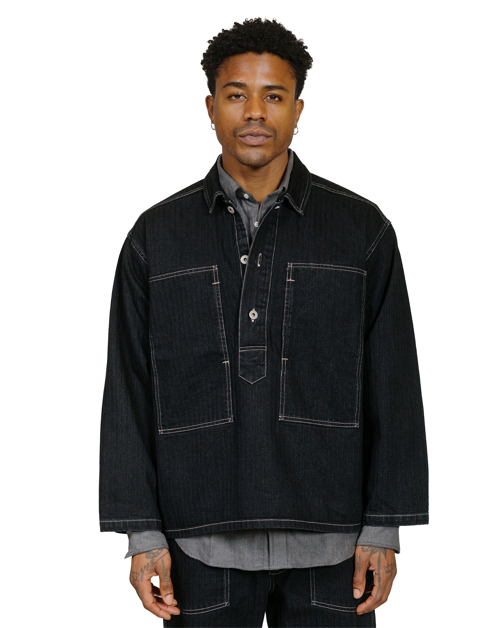 lost & found Post O'Alls Post O'Alls ARMY Shirt Herringbone Denim Black