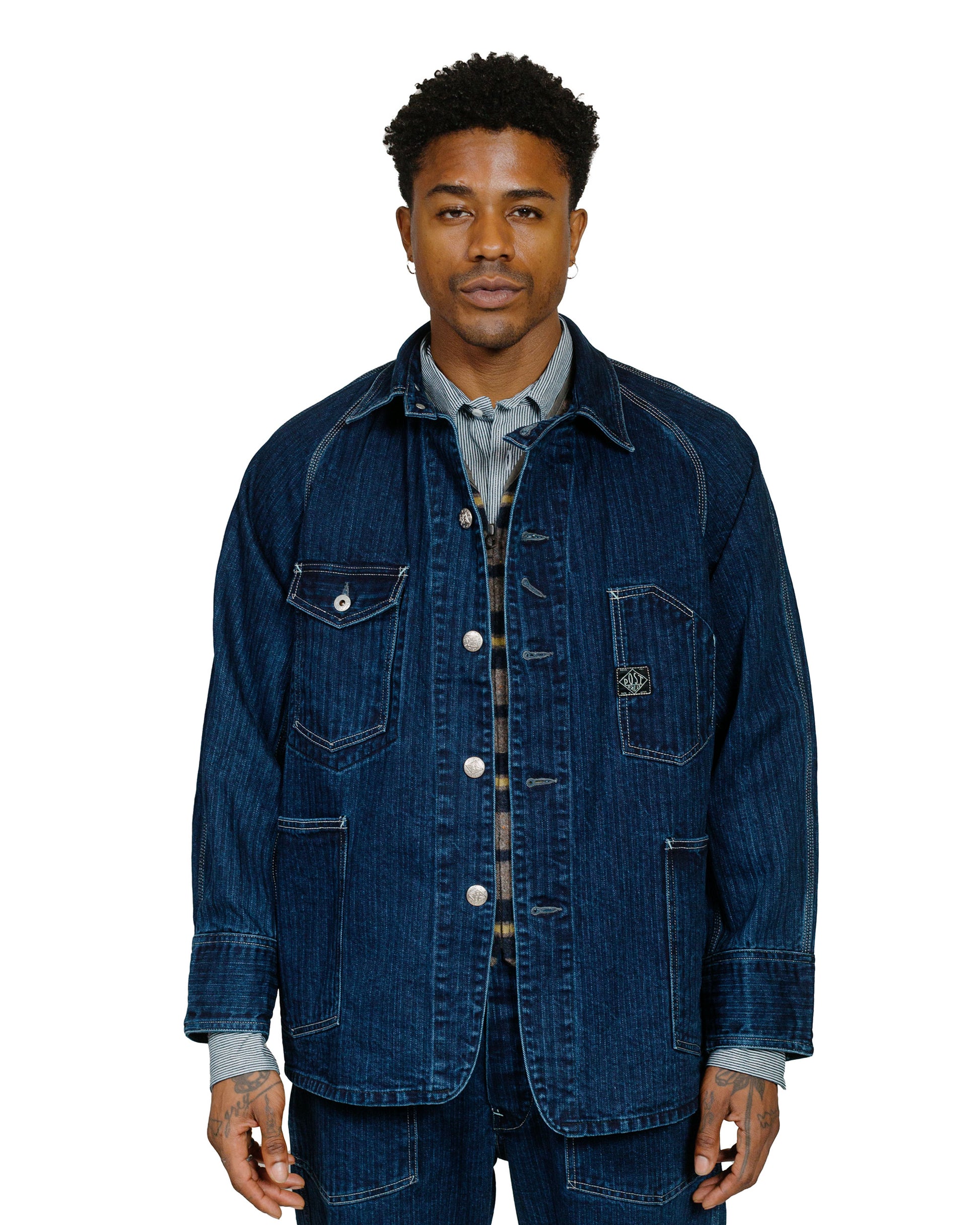 lost & found Post O'Alls Post O'Alls Engineers' Jacket Herringbone Denim Double Indigo