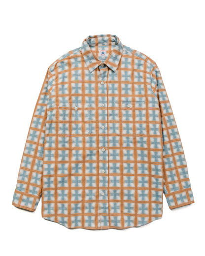 lost & found Randy's Garments Randy's Garments 3-Pocket Work Shirt Brushed Poplin Stencil Plaid Natural