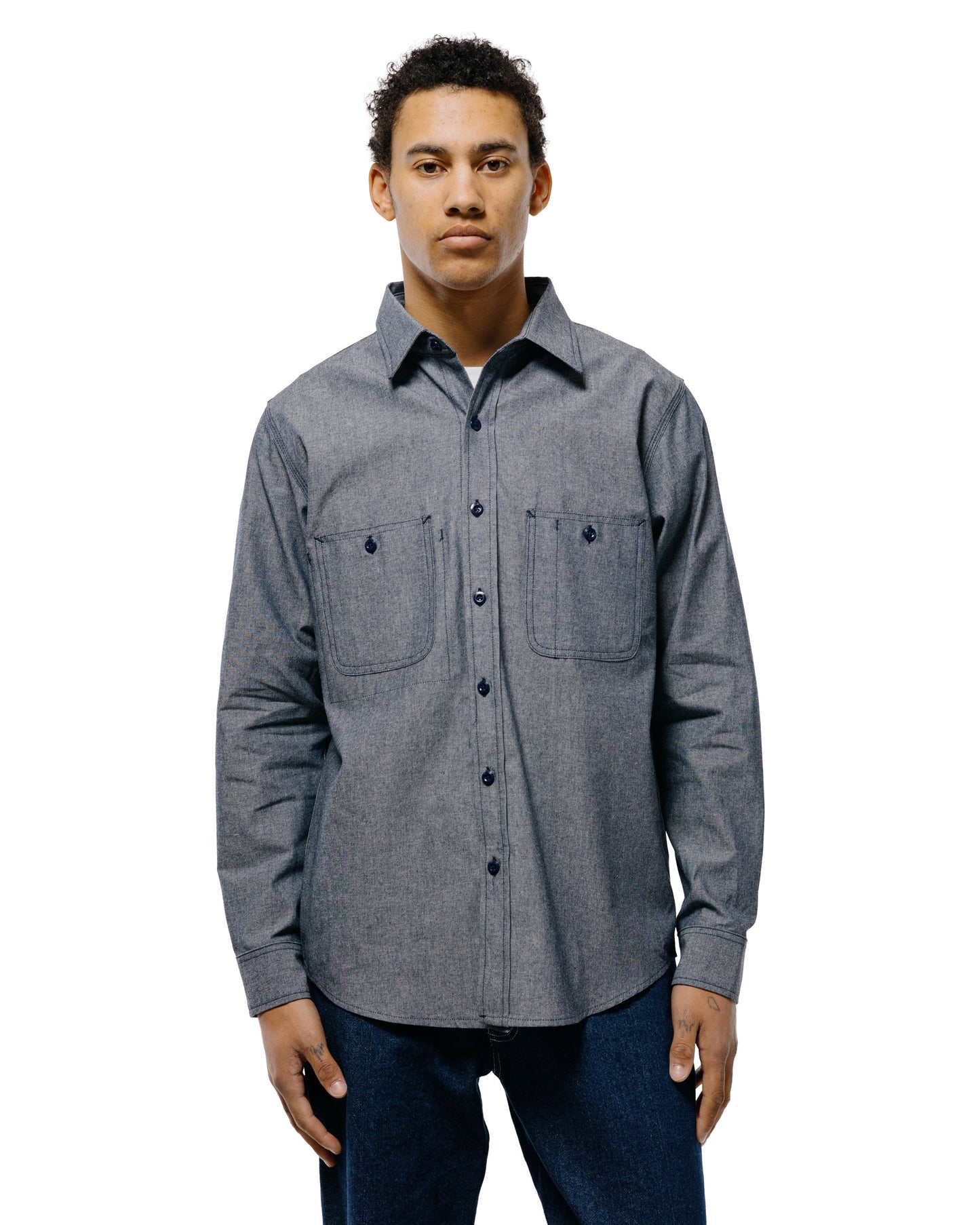 lost & found Randy's Garments Randy's Garments 3-Pocket Work Shirt Cotton Washed Chambray Indigo