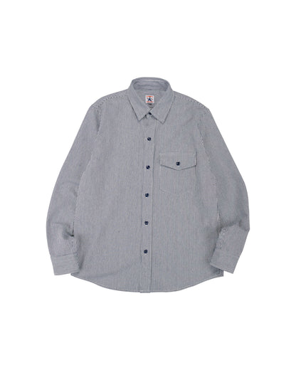 lost & found Randy's Garments Randy's Garments 1-Pocket Work Shirt 8oz Narrow Stripe Cotton Denim White/Indigo