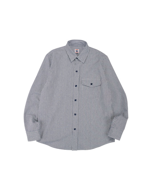 lost & found Randy's Garments Randy's Garments 1-Pocket Work Shirt 8oz Narrow Stripe Cotton Denim White/Indigo