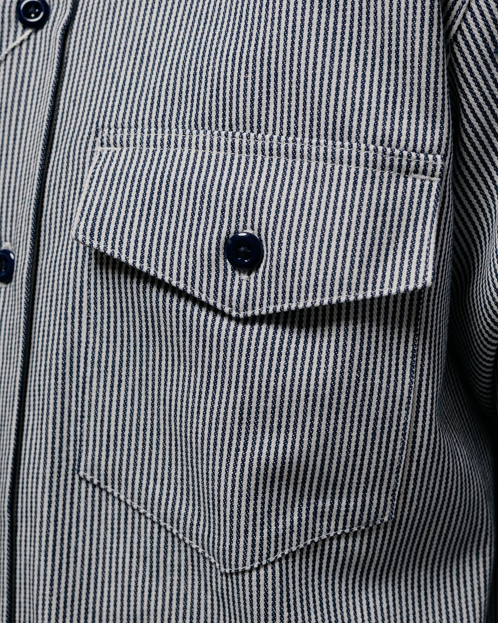 lost & found Randy's Garments Randy's Garments 1-Pocket Work Shirt 8oz Narrow Stripe Cotton Denim White/Indigo