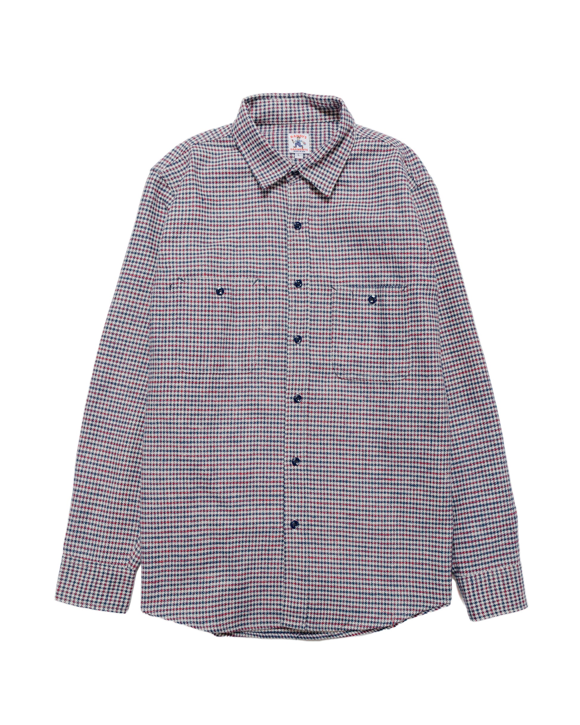 lost & found Randy's Garments Randy's Garments 3-Pocket Work Shirt Cotton Heavy Brushed Houndstooth Blue/Red