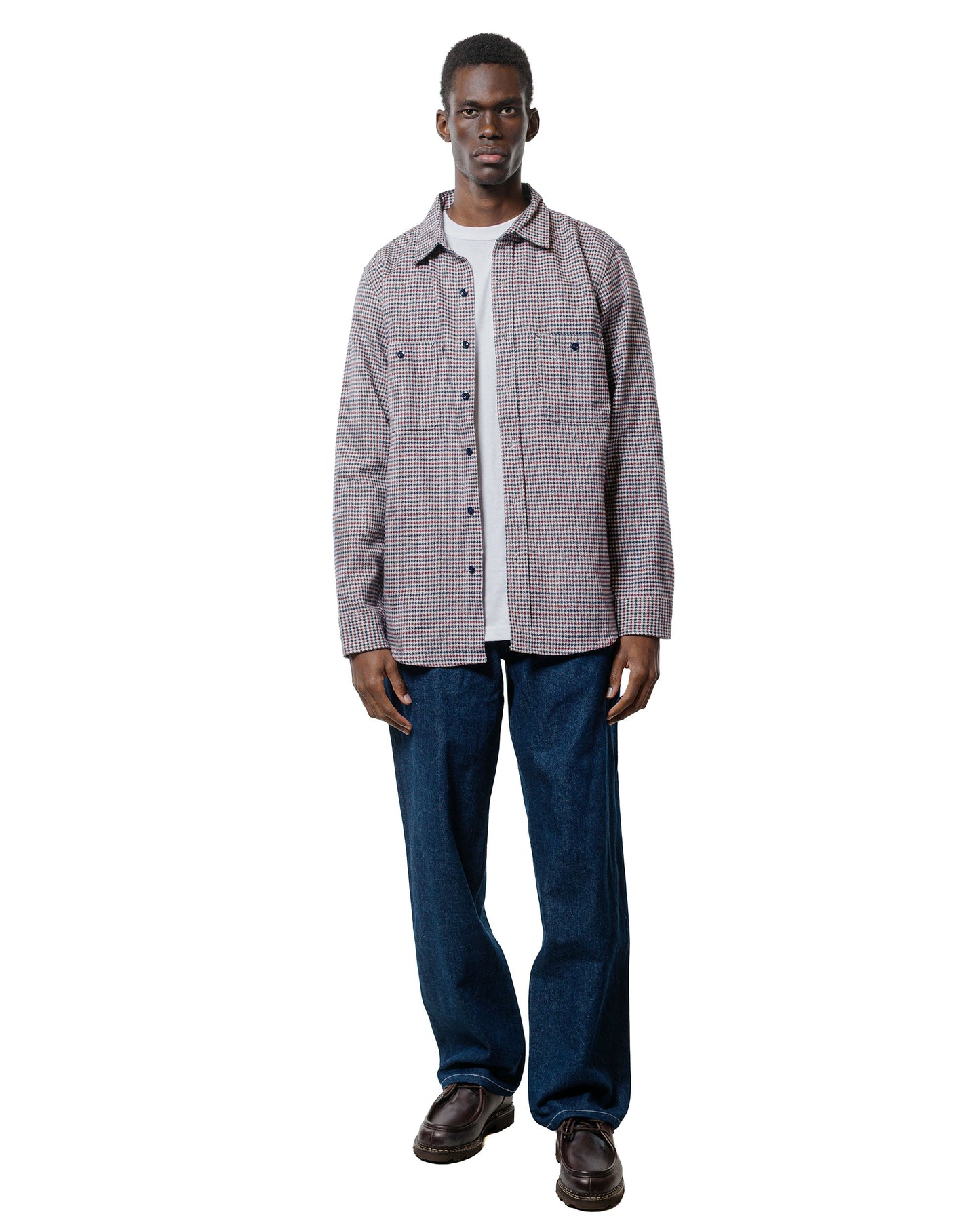 lost & found Randy's Garments Randy's Garments 3-Pocket Work Shirt Cotton Heavy Brushed Houndstooth Blue/Red