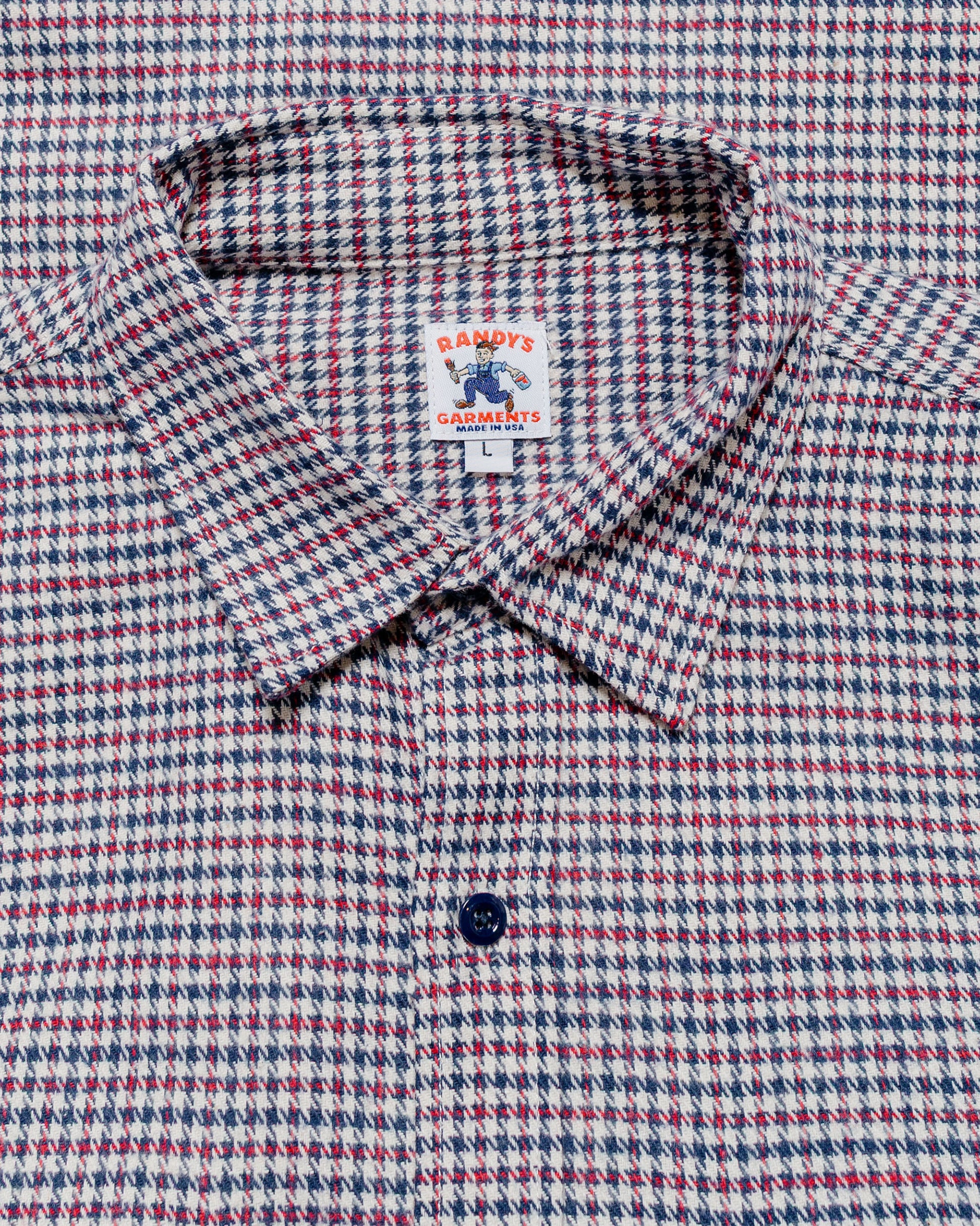 lost & found Randy's Garments Randy's Garments 3-Pocket Work Shirt Cotton Heavy Brushed Houndstooth Blue/Red