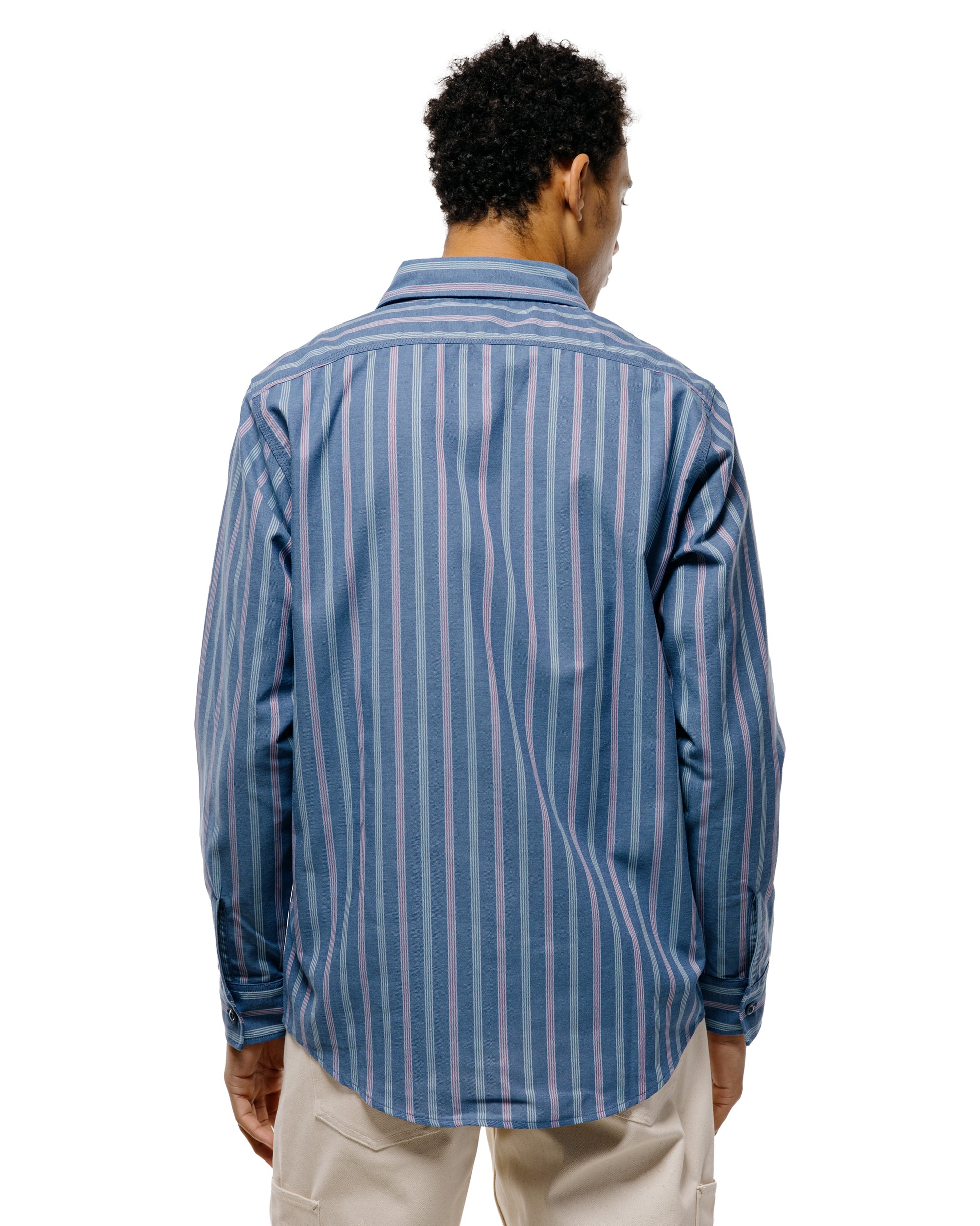 lost & found Randy's Garments Randy's Garments 3-Pocket Work Shirt Cotton Stripe Jacquard Oxford Cloth Blue
