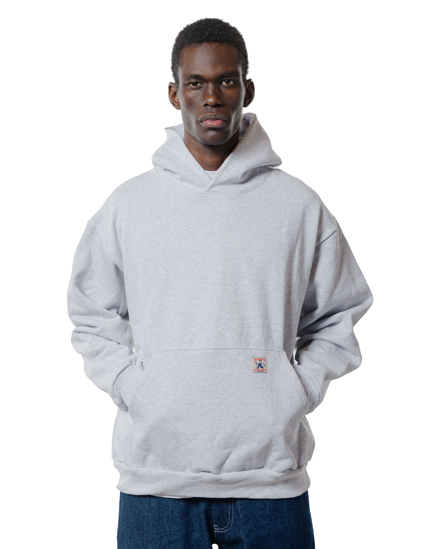 lost & found Randy's Garments Randy's Garments Heavyweight Logo Cross-Neck Hoodie Heather Grey 14oz Cotton Poly