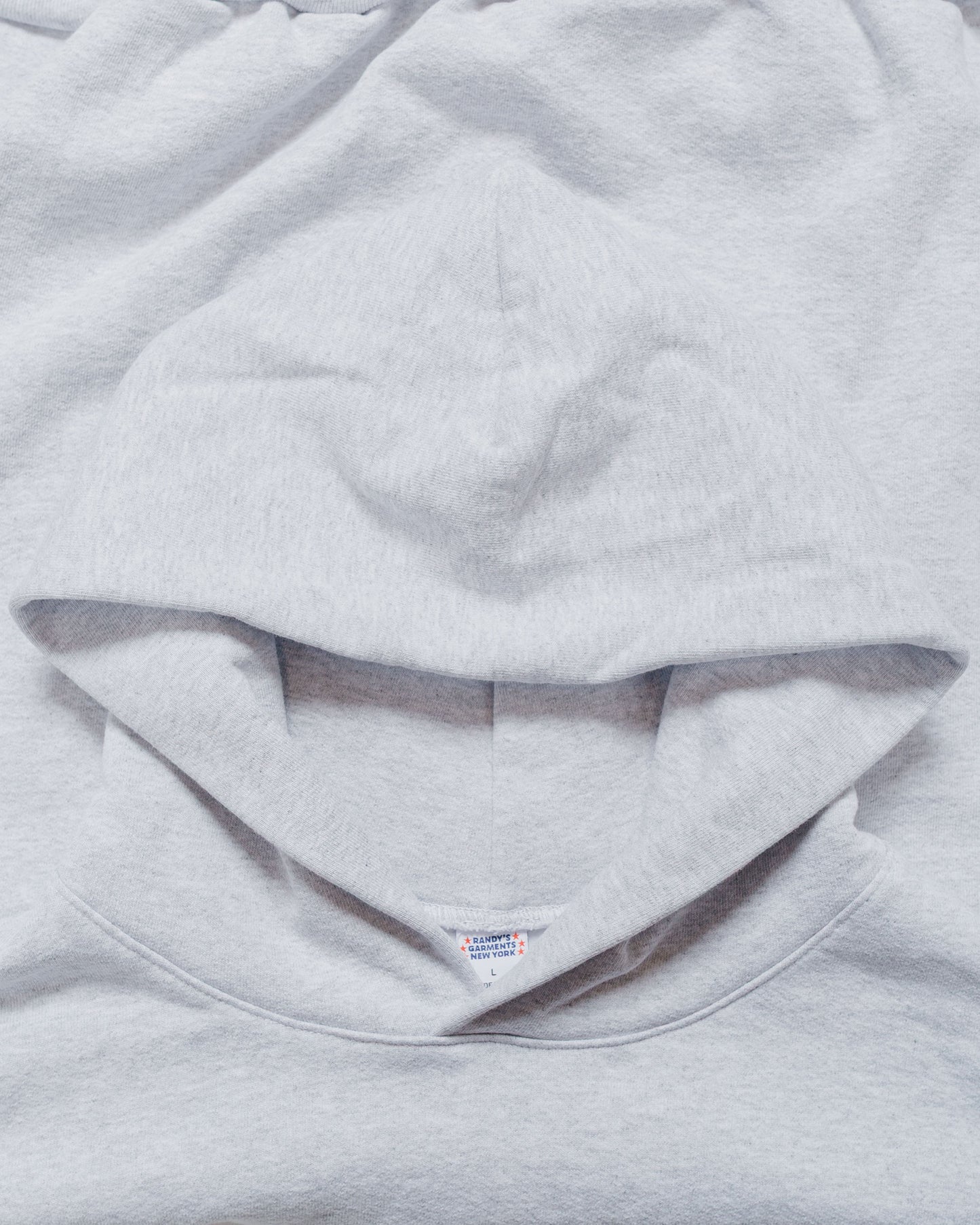 lost & found Randy's Garments Randy's Garments Heavyweight Logo Cross-Neck Hoodie Heather Grey 14oz Cotton Poly