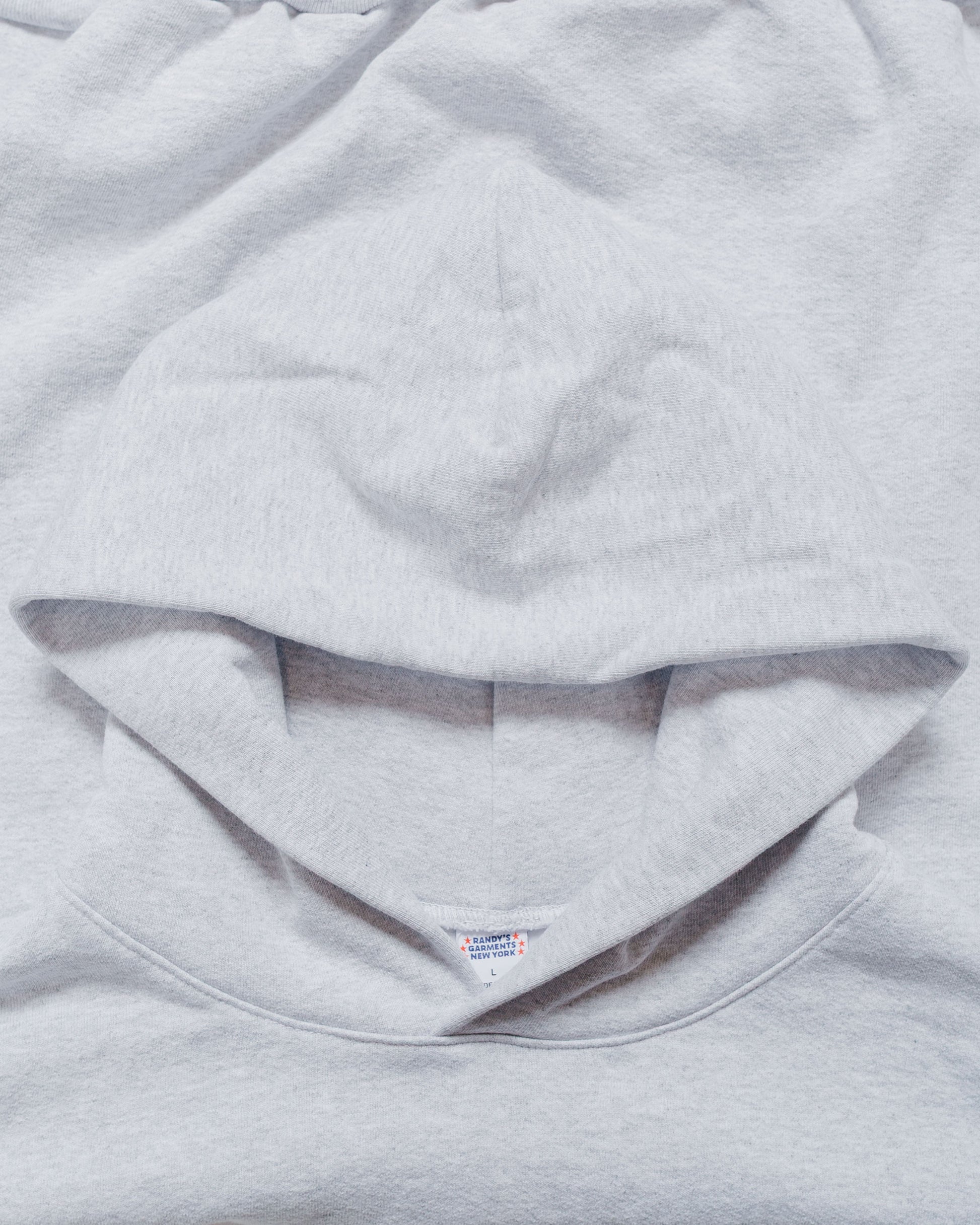 lost & found Randy's Garments Randy's Garments Heavyweight Logo Cross-Neck Hoodie Heather Grey 14oz Cotton Poly