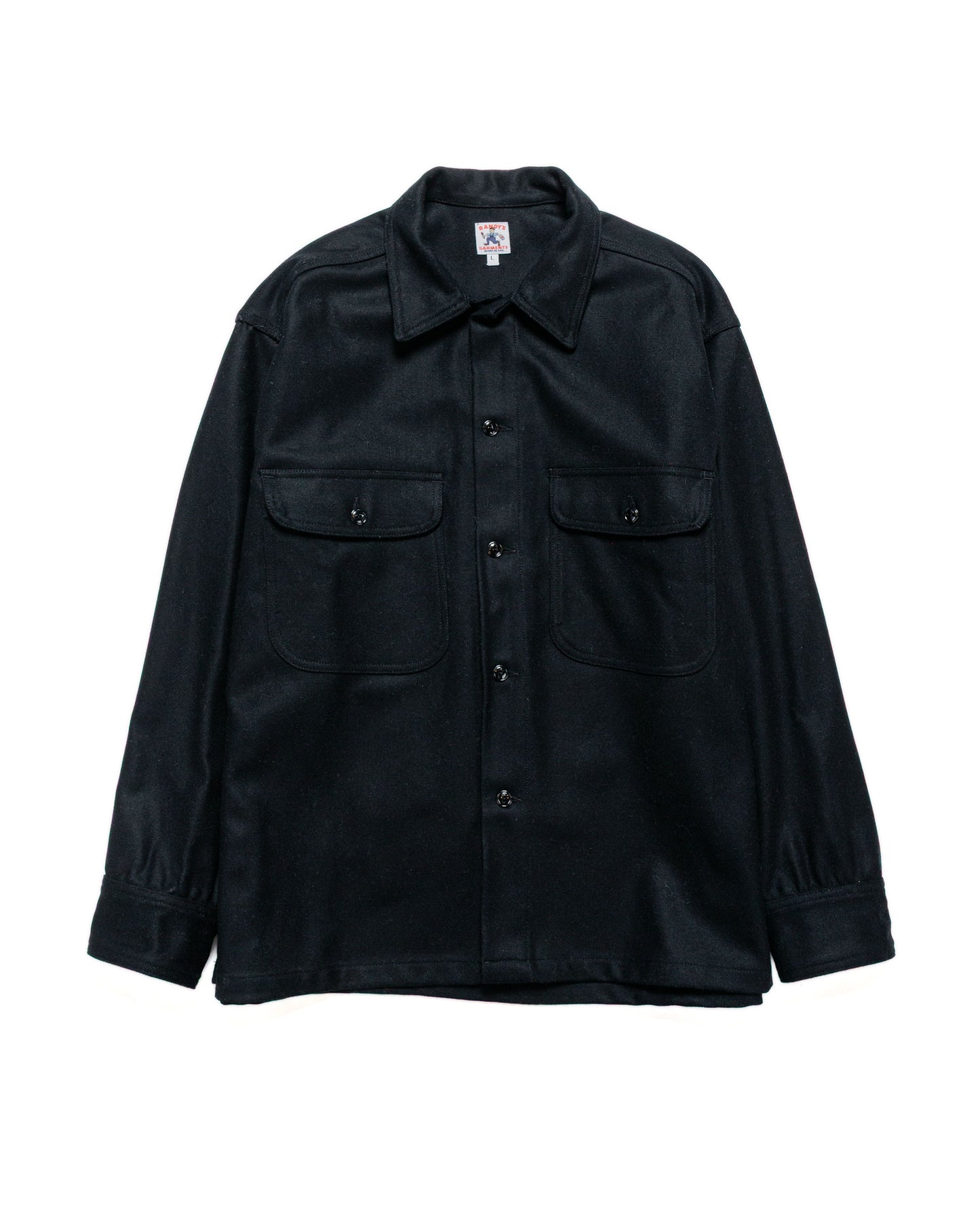 lost & found Randy's Garments Randy's Garments Over Shirt Black Heavy Melton Wool