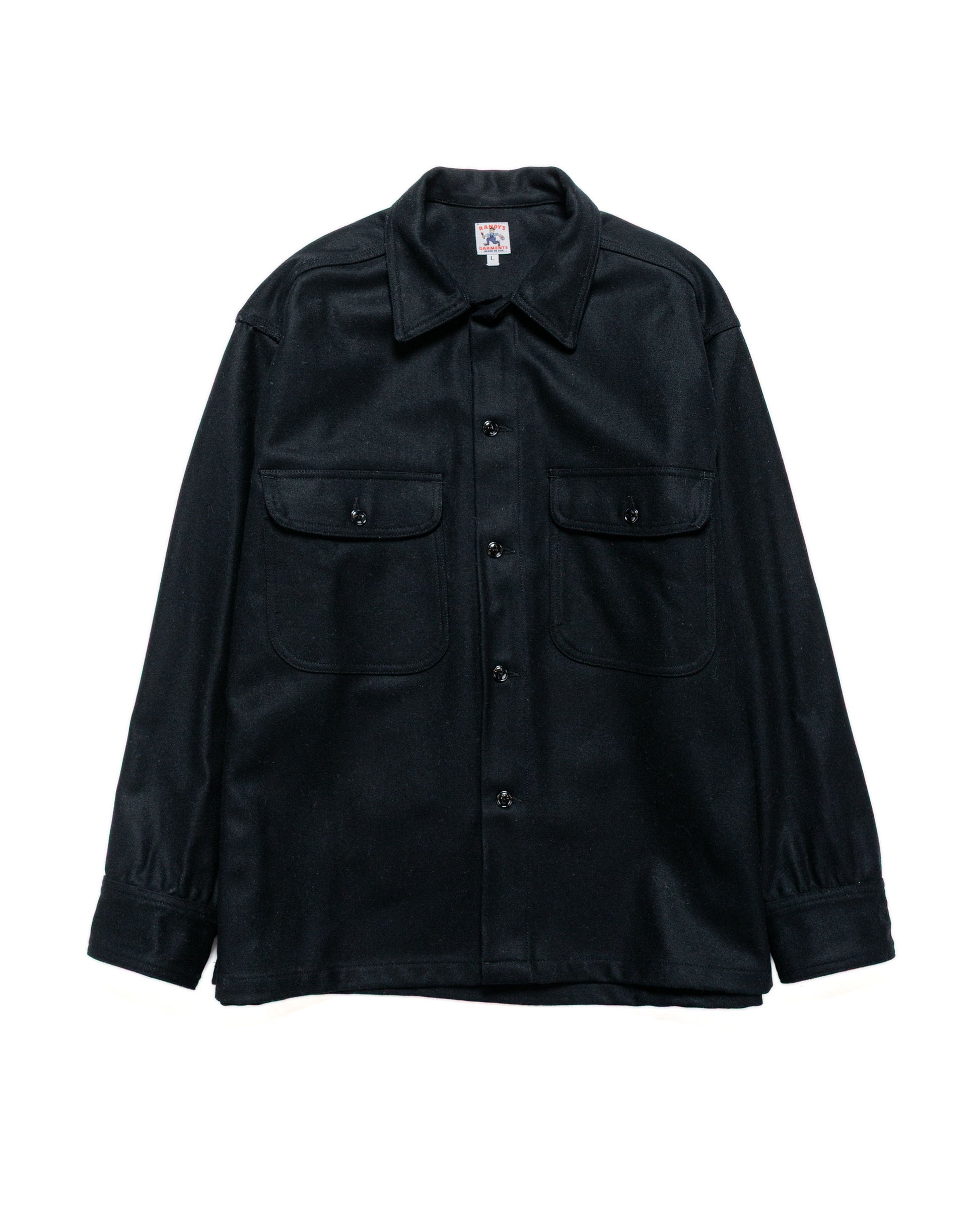 lost & found Randy's Garments Randy's Garments Over Shirt Black Heavy Melton Wool