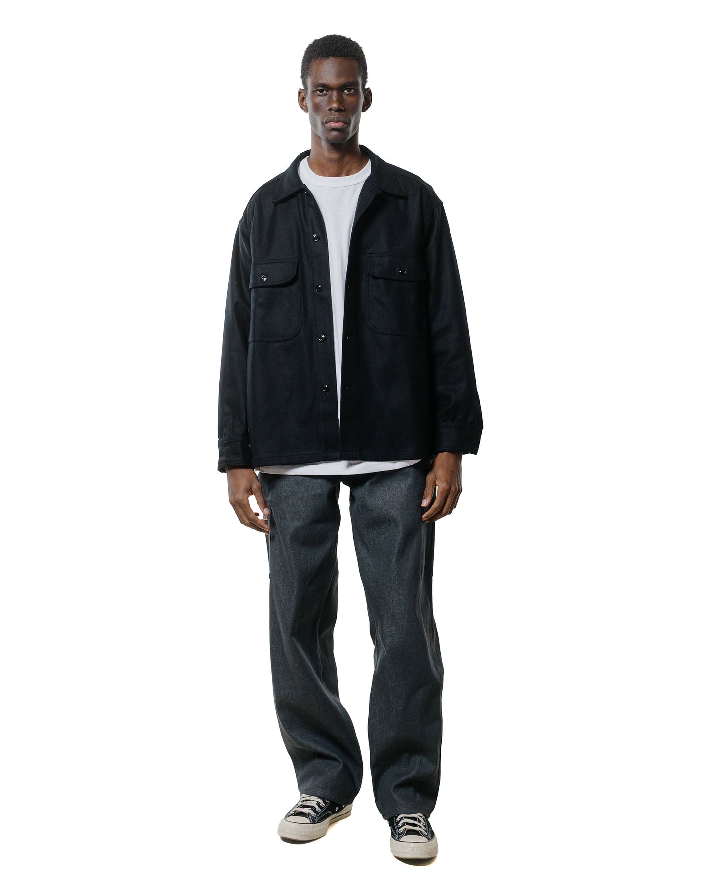 lost & found Randy's Garments Randy's Garments Over Shirt Black Heavy Melton Wool