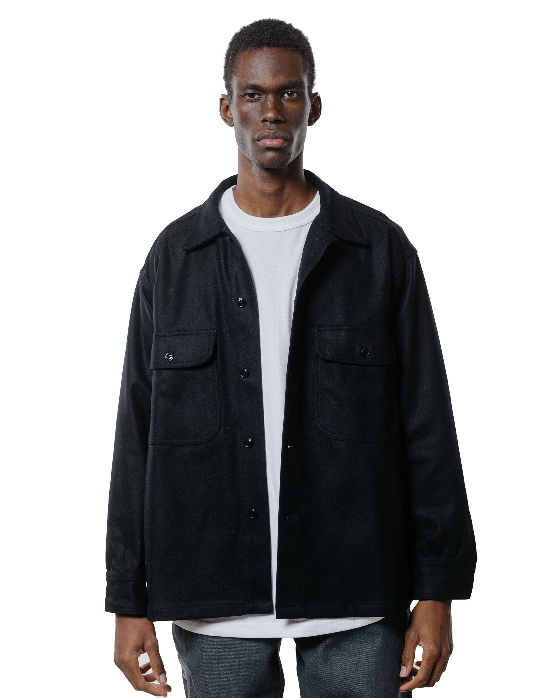 lost & found Randy's Garments Randy's Garments Over Shirt Black Heavy Melton Wool