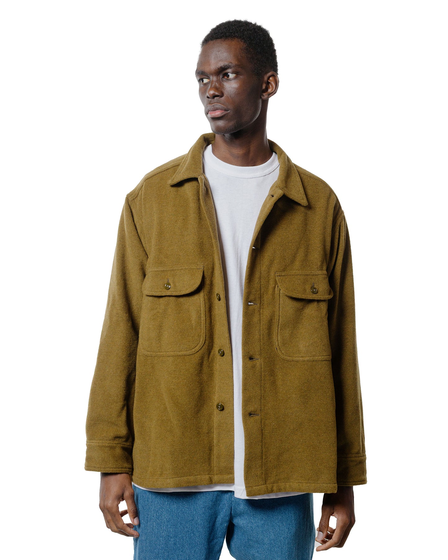 lost & found Randy's Garments Randy's Garments Over Shirt Olive Drab Heavy Triblend Brushed Wool