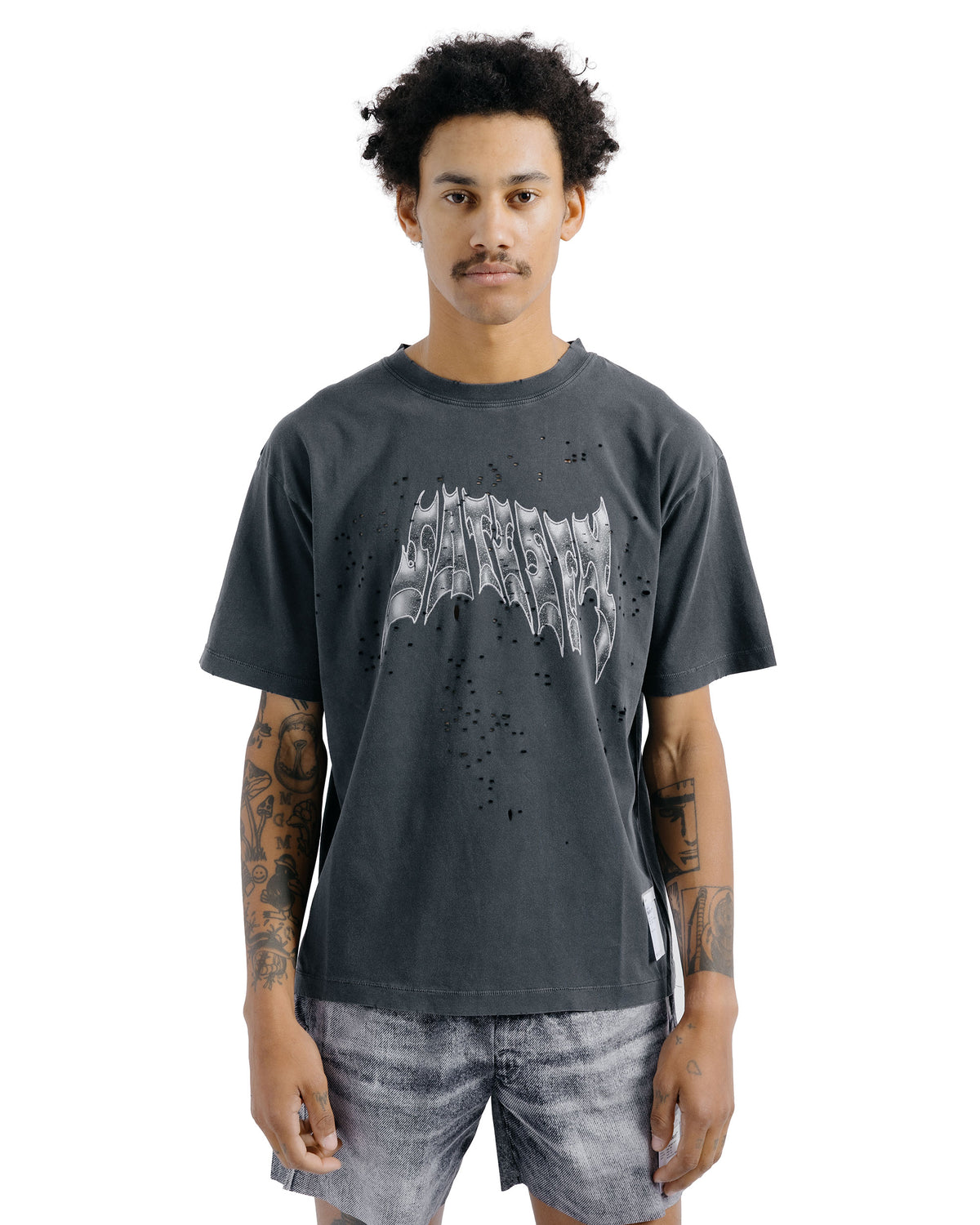 SATISFY MothTech T-Shirt Aged Black AirBrush Glitter