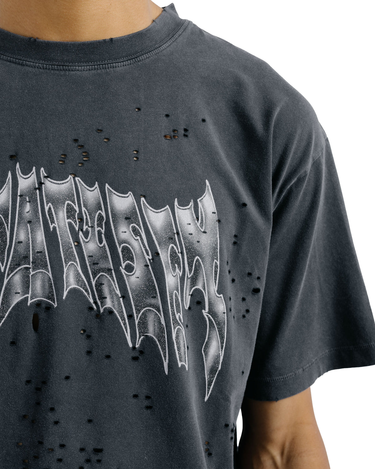 SATISFY MothTech T-Shirt Aged Black AirBrush Glitter