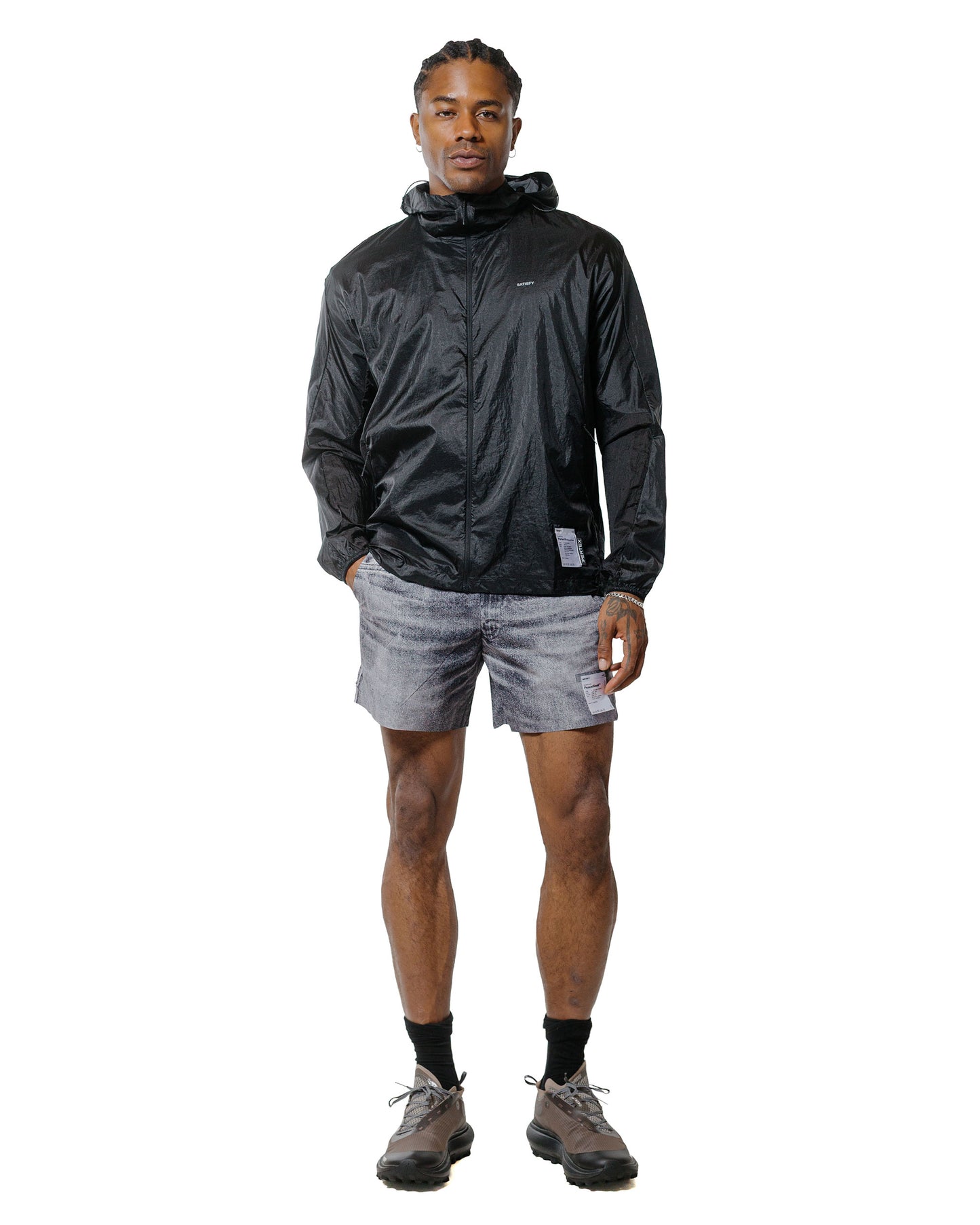 lost & found SATISFY SATISFY Pertex Diamond Fuse Windbreaker Black