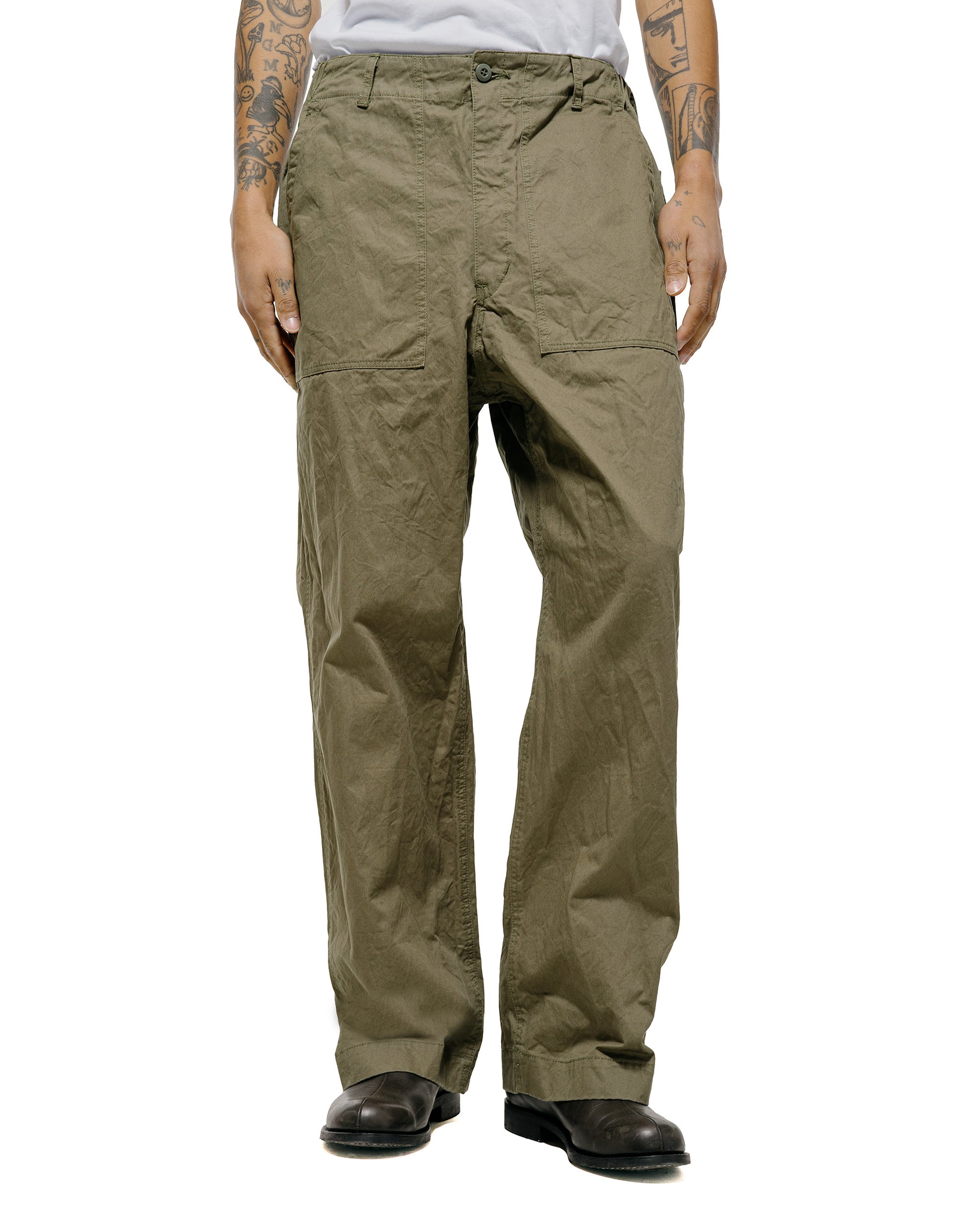 lost & found Sage de Cret Sage de Cret CO Chino Cloth Crinkle Baggy Baker Pants Olive