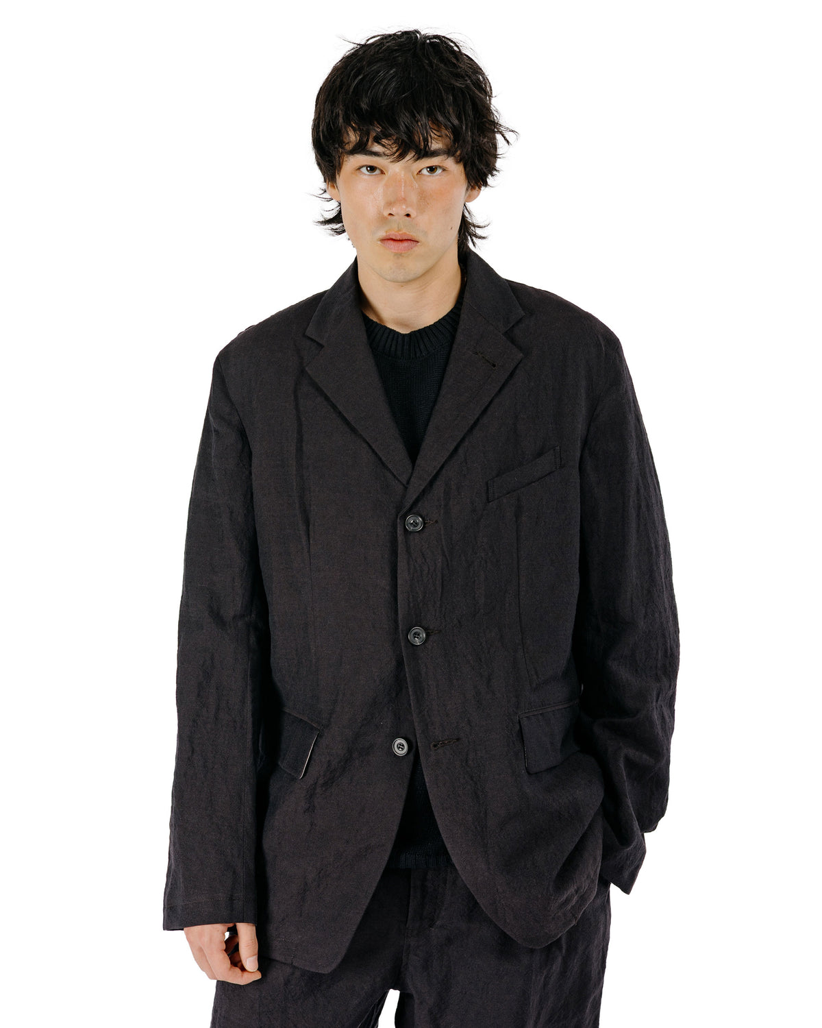 Sage de Cret WO/LI Tumble Washed Three-Button Tailored Jacket Brown