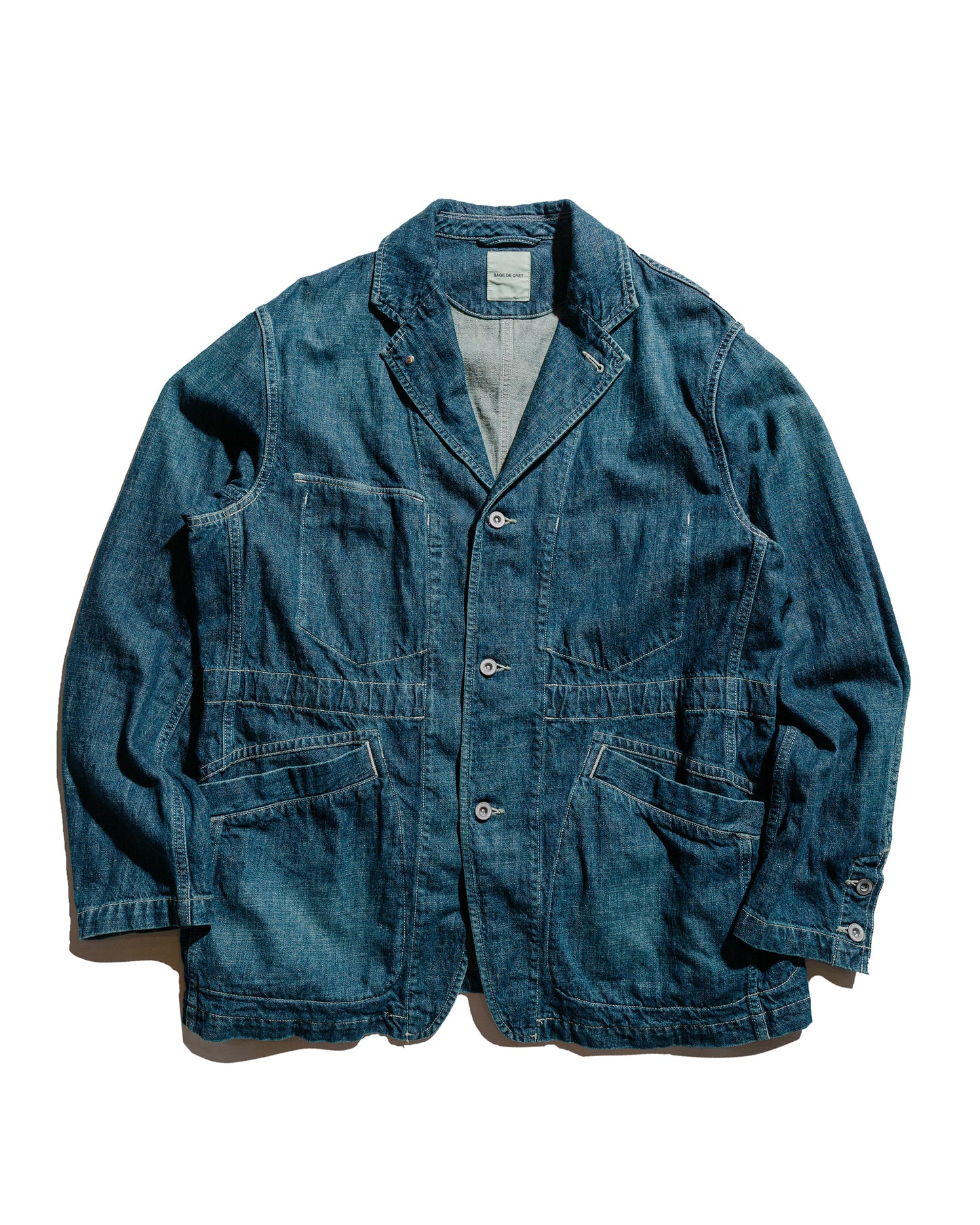 lost & found Sage de Cret Sage de Cret 11oz. Cotton/Linen Denim Coverall Jacket Navy