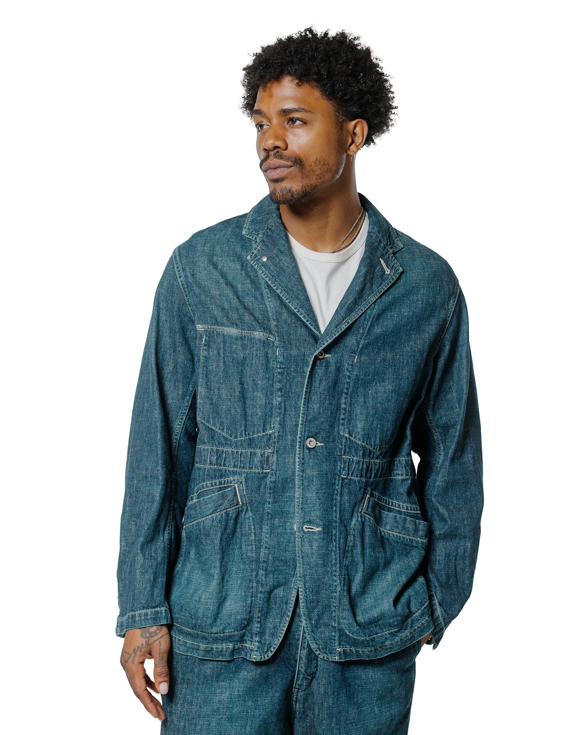 lost & found Sage de Cret Sage de Cret 11oz. Cotton/Linen Denim Coverall Jacket Navy