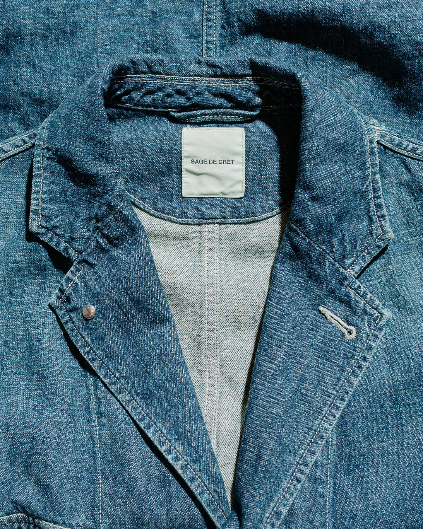 lost & found Sage de Cret Sage de Cret 11oz. Cotton/Linen Denim Coverall Jacket Navy