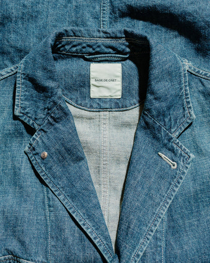 lost & found Sage de Cret Sage de Cret 11oz. Cotton/Linen Denim Coverall Jacket Navy