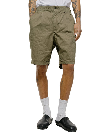 lost & found Sage de Cret Sage de Cret CO Chino Cloth Crinkle Single Pleated Peg Top Wide Short Pants Olive