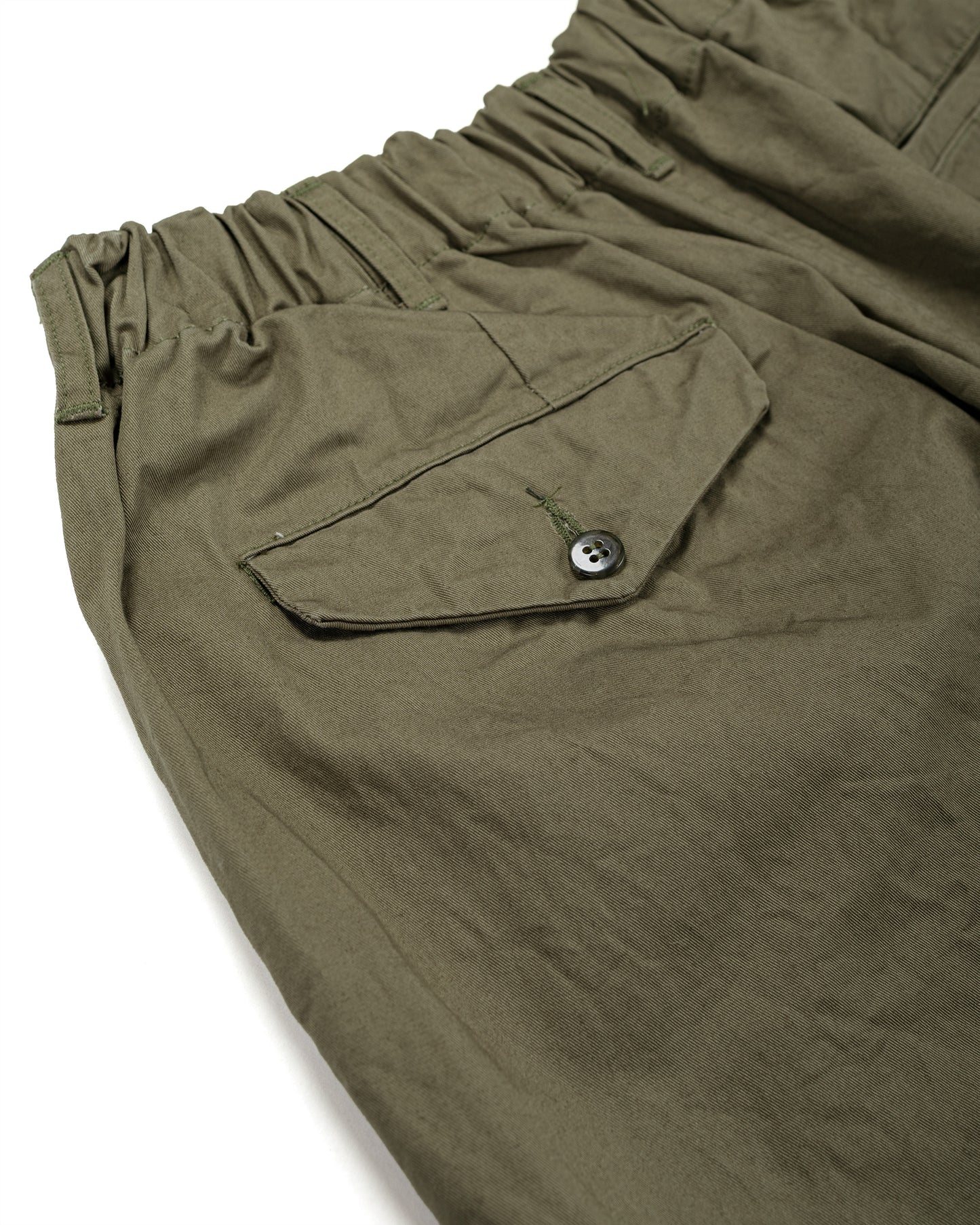 lost & found Sage de Cret Sage de Cret CO Chino Cloth Crinkle Single Pleated Peg Top Wide Short Pants Olive